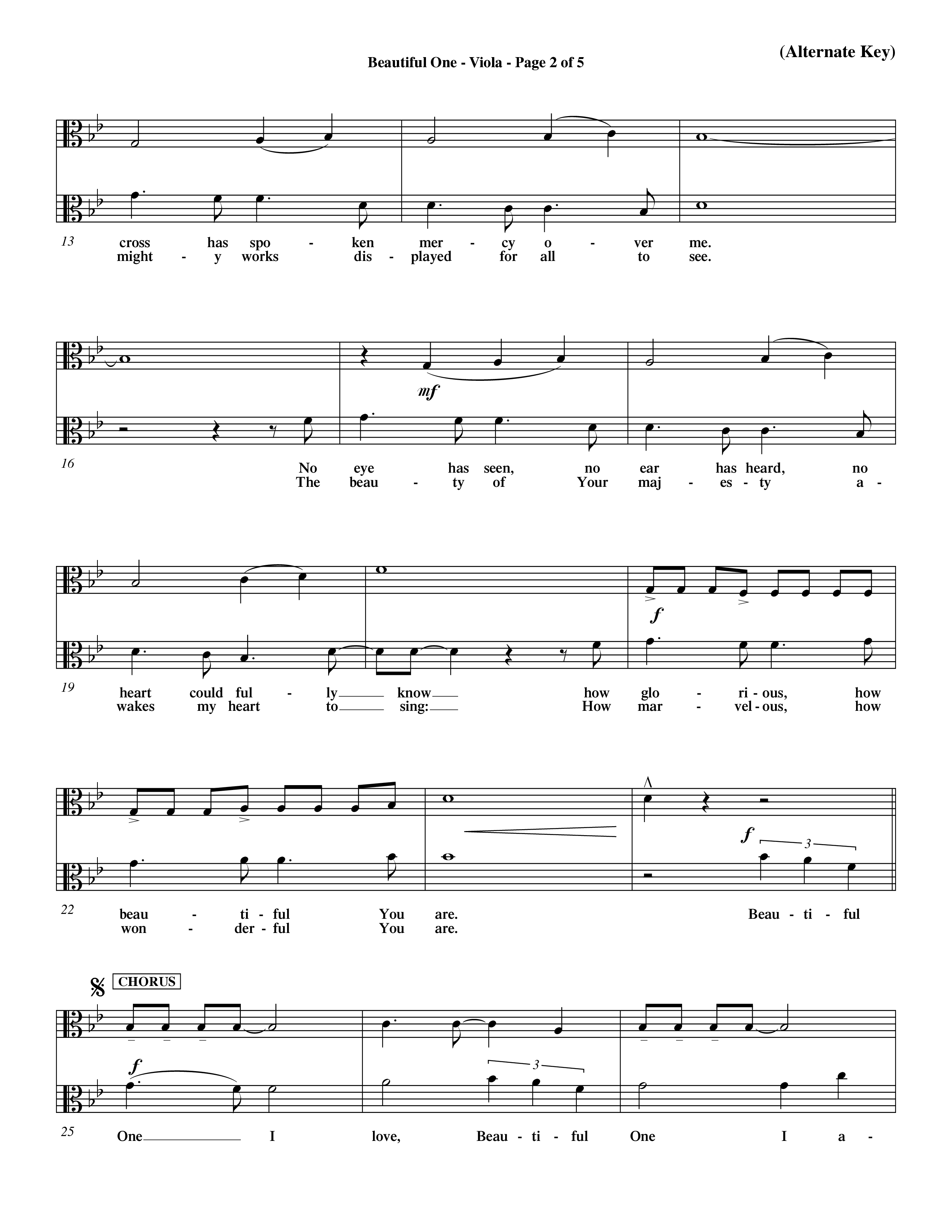 Beautiful One (Choral Anthem SATB) Viola (Word Music Choral / Orch. Paul Nelson)