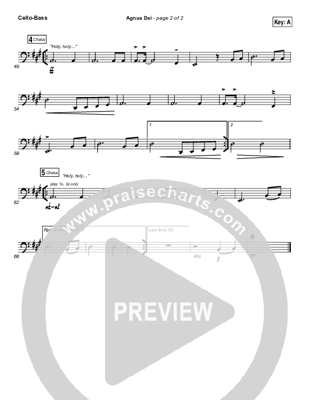 Agnus Dei Cello/Bass (Michael W. Smith)