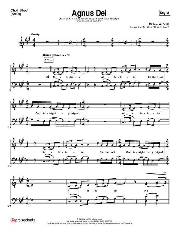 Agnus Dei Choir Sheet (SATB) (Michael W. Smith)