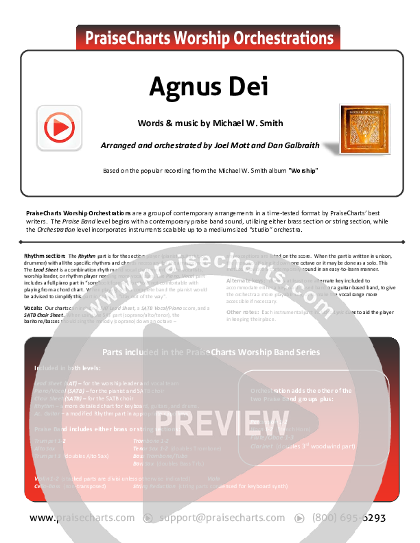 Agnus Dei Cover Sheet (Michael W. Smith)