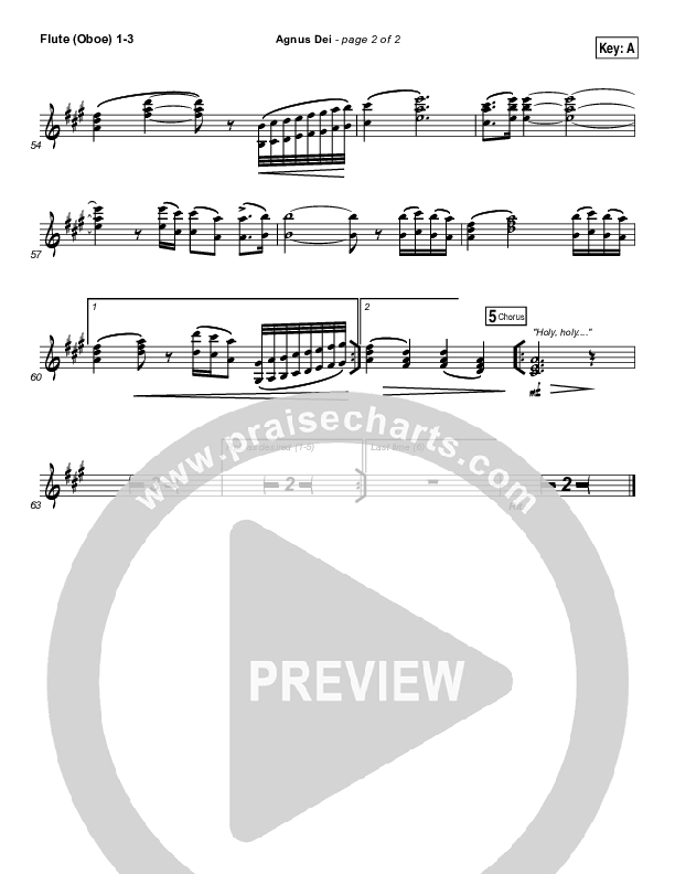 Agnus Dei Flute/Oboe 1/2/3 (Michael W. Smith)