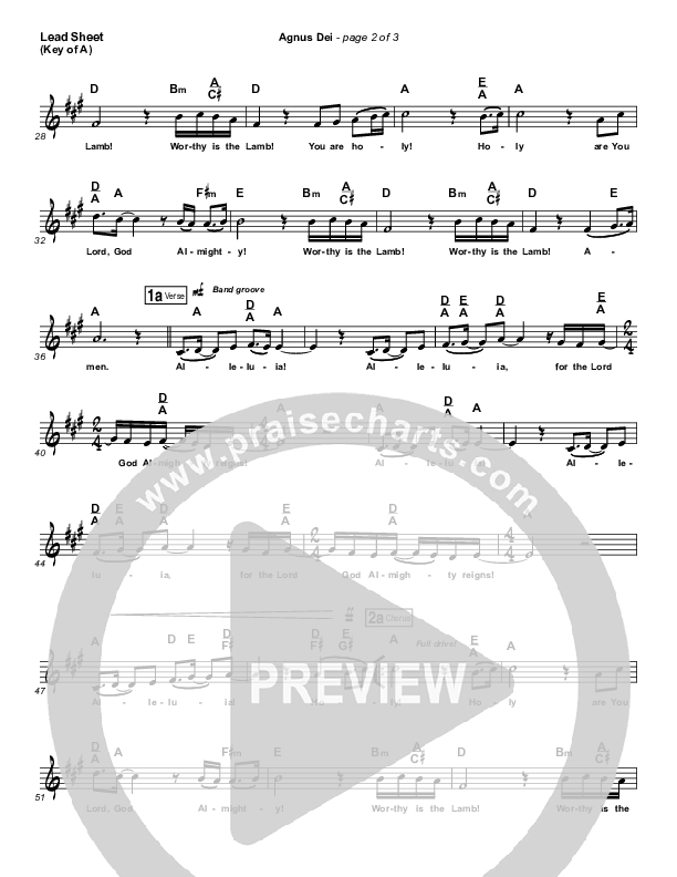 Agnus Dei Lead Sheet (Melody) (Michael W. Smith)