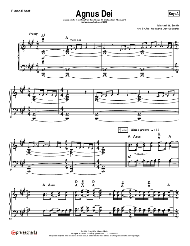 Agnus Dei Piano Sheet (Michael W. Smith)