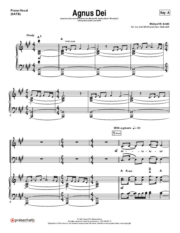 Agnus Dei Piano/Vocal Pack (Michael W. Smith)