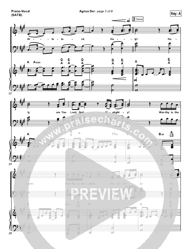 Agnus Dei Piano/Vocal (SATB) (Michael W. Smith)