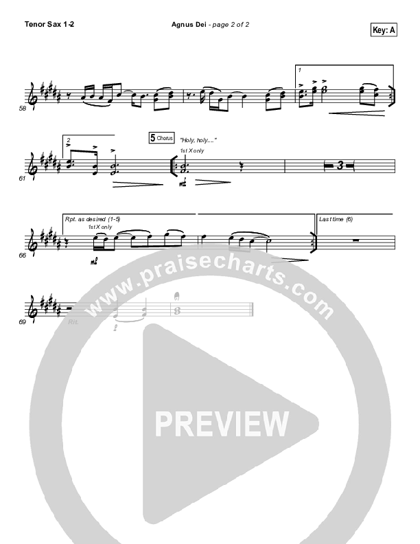 Agnus Dei Tenor Sax 1/2 (Michael W. Smith)