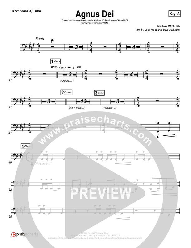 Agnus Dei Trombone 3/Tuba (Michael W. Smith)