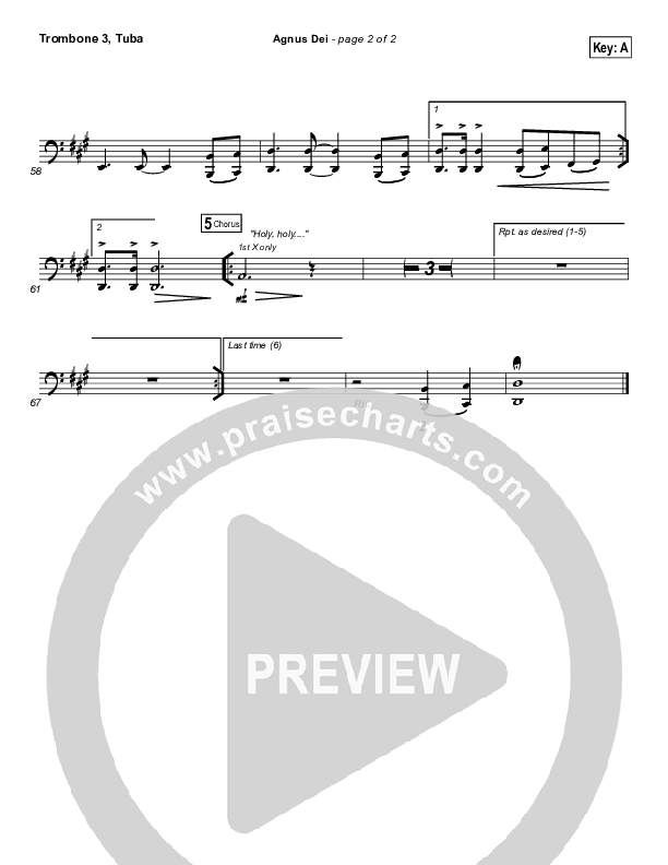 Agnus Dei Trombone 3/Tuba (Michael W. Smith)