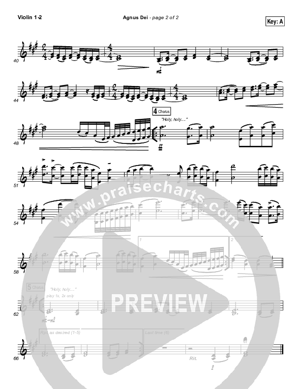 Agnus Dei Violin 1/2 (Michael W. Smith)