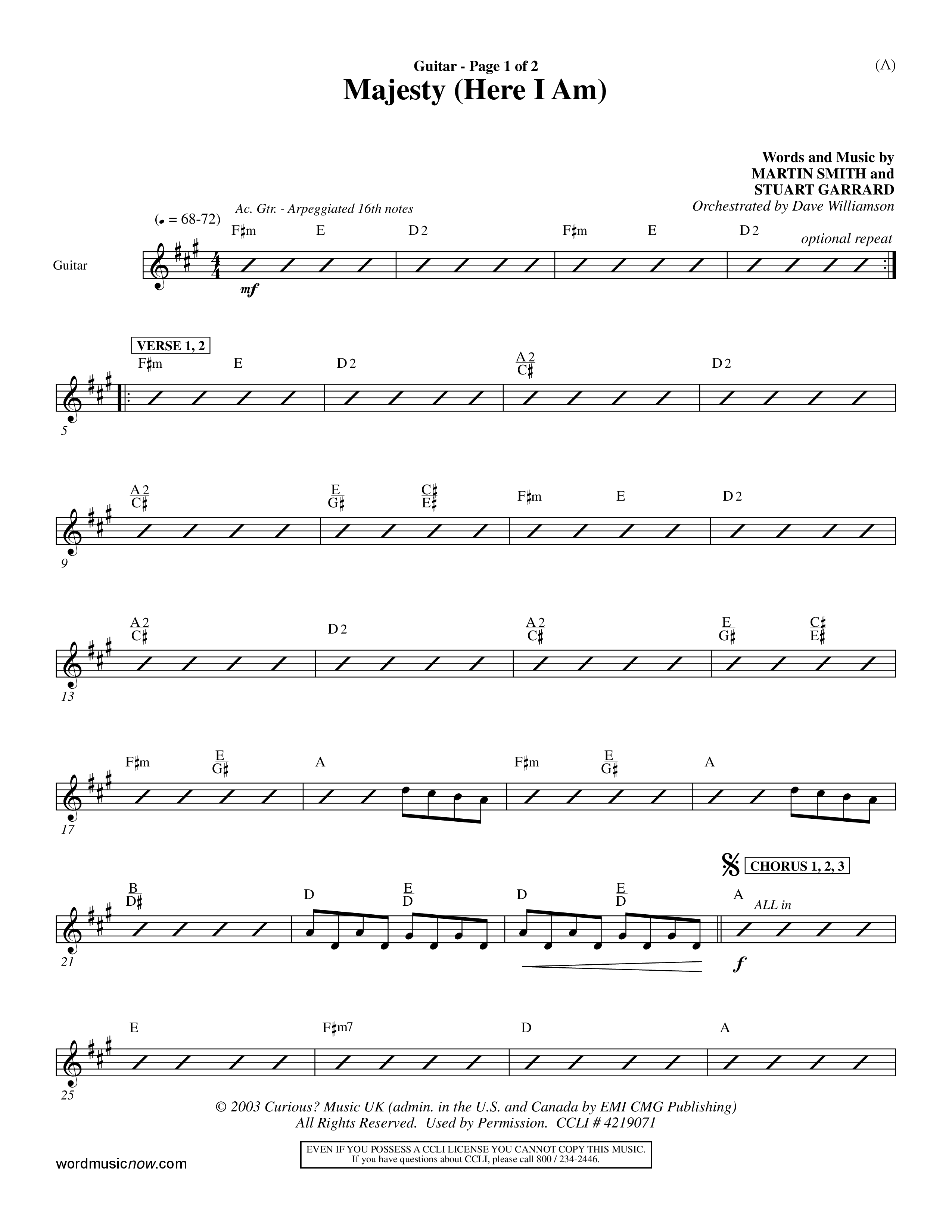 Majesty (Choral Anthem SATB) Acoustic Guitar (Word Music Choral / Orch. Dave Williamson)