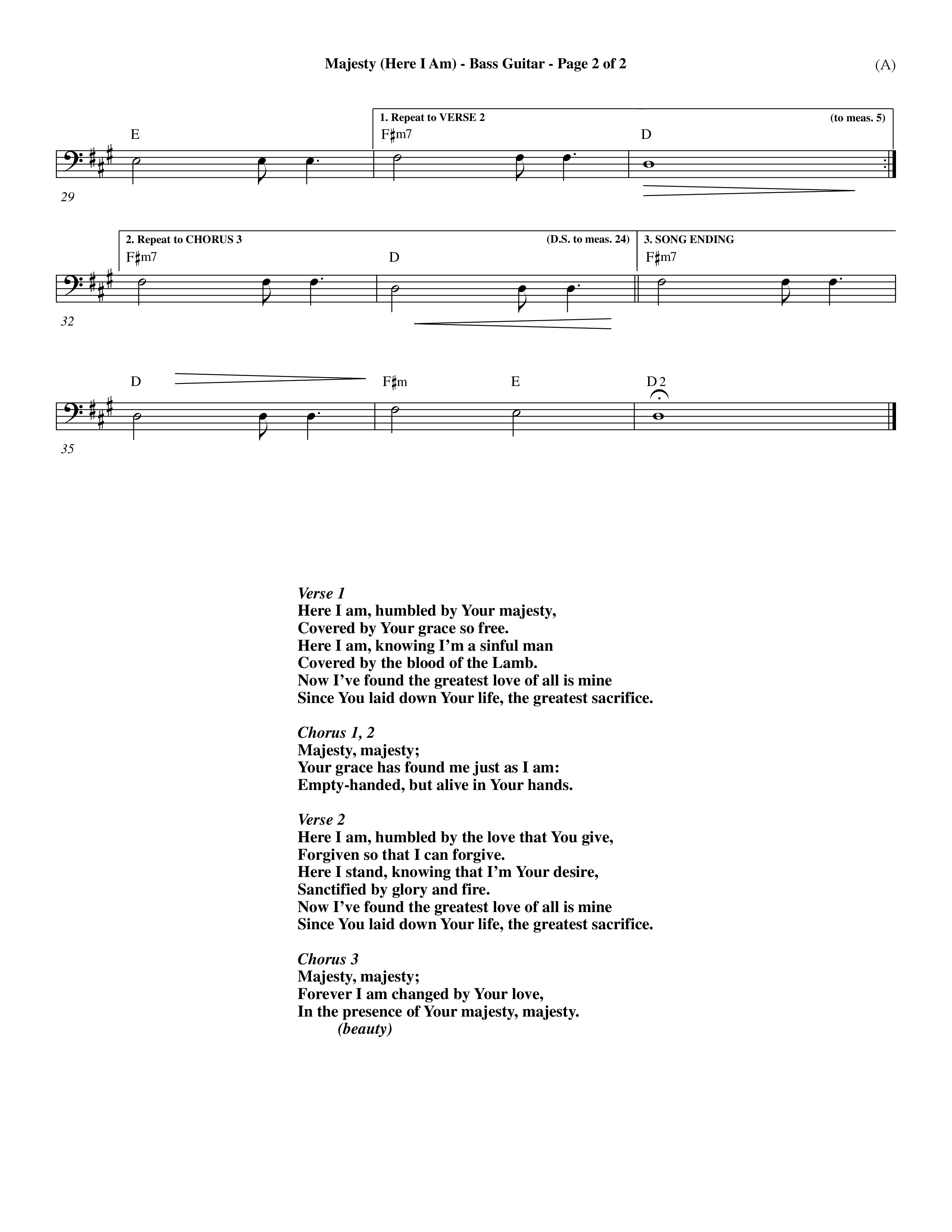 Majesty (Choral Anthem SATB) Bass Guitar (Word Music Choral / Orch. Dave Williamson)