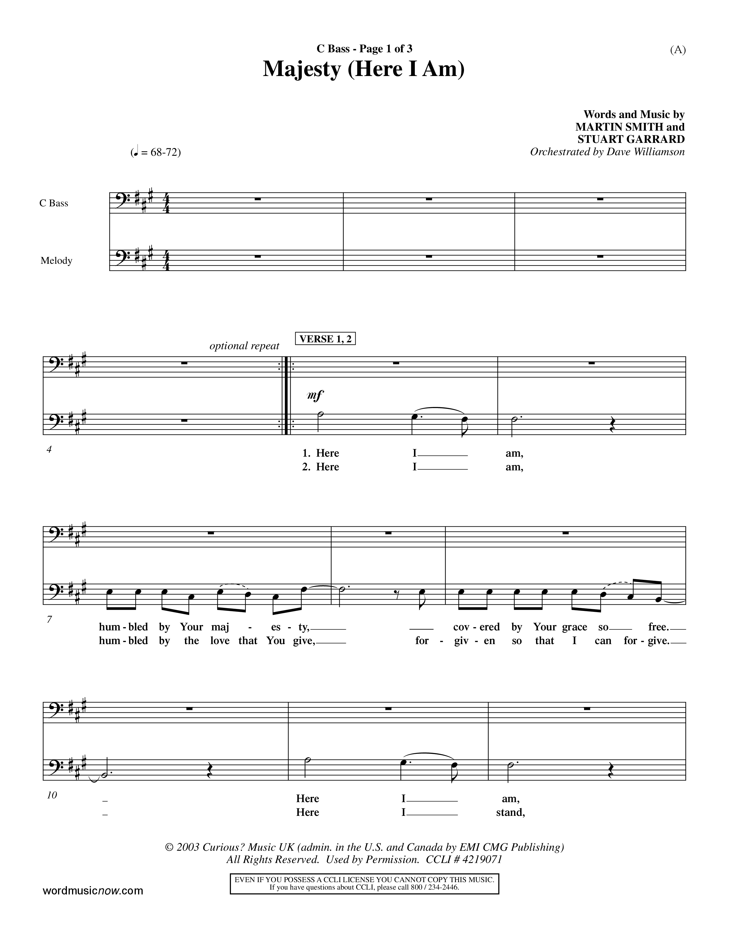 Majesty (Choral Anthem SATB) Contrabass (Word Music Choral / Orch. Dave Williamson)
