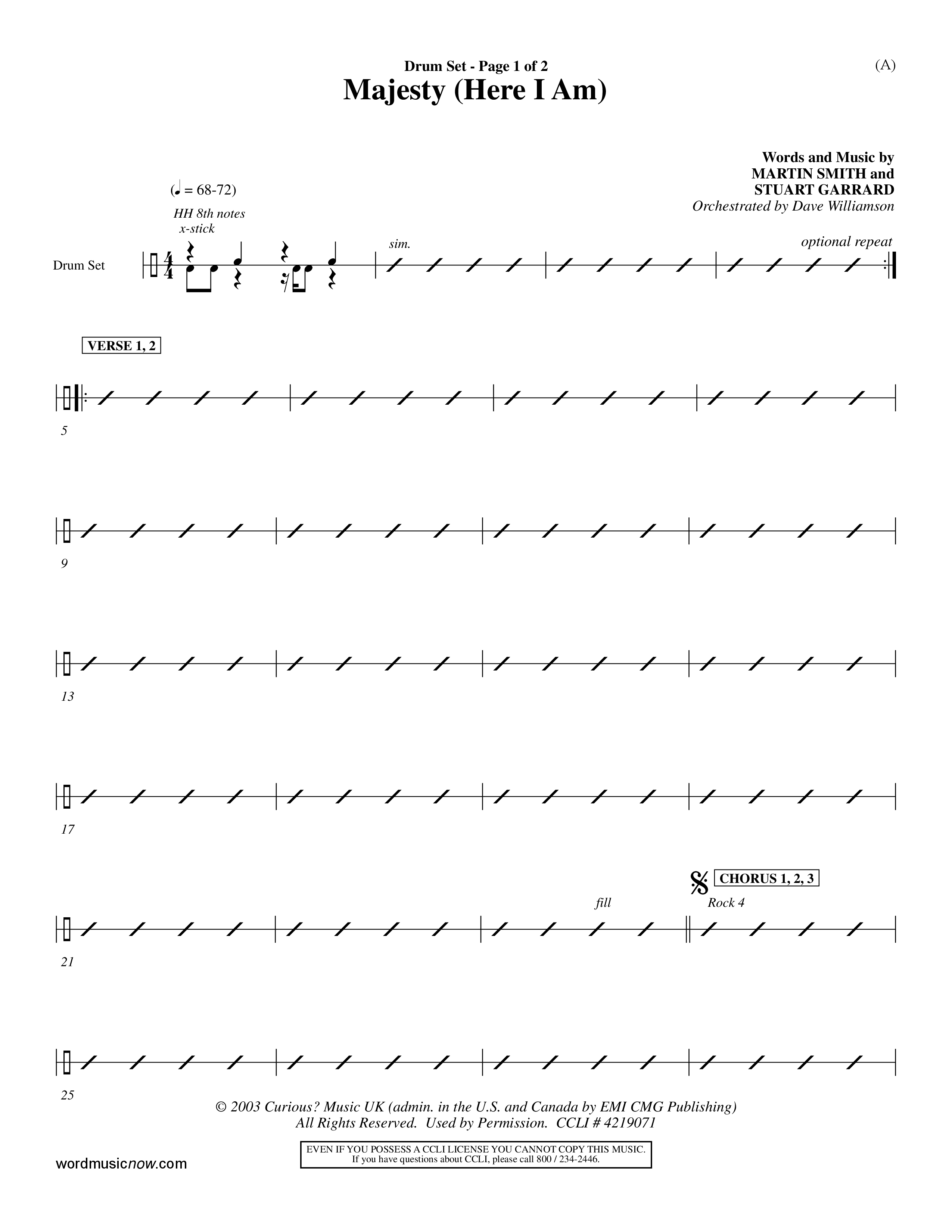 Majesty (Choral Anthem SATB) Drum Set (Word Music Choral / Orch. Dave Williamson)