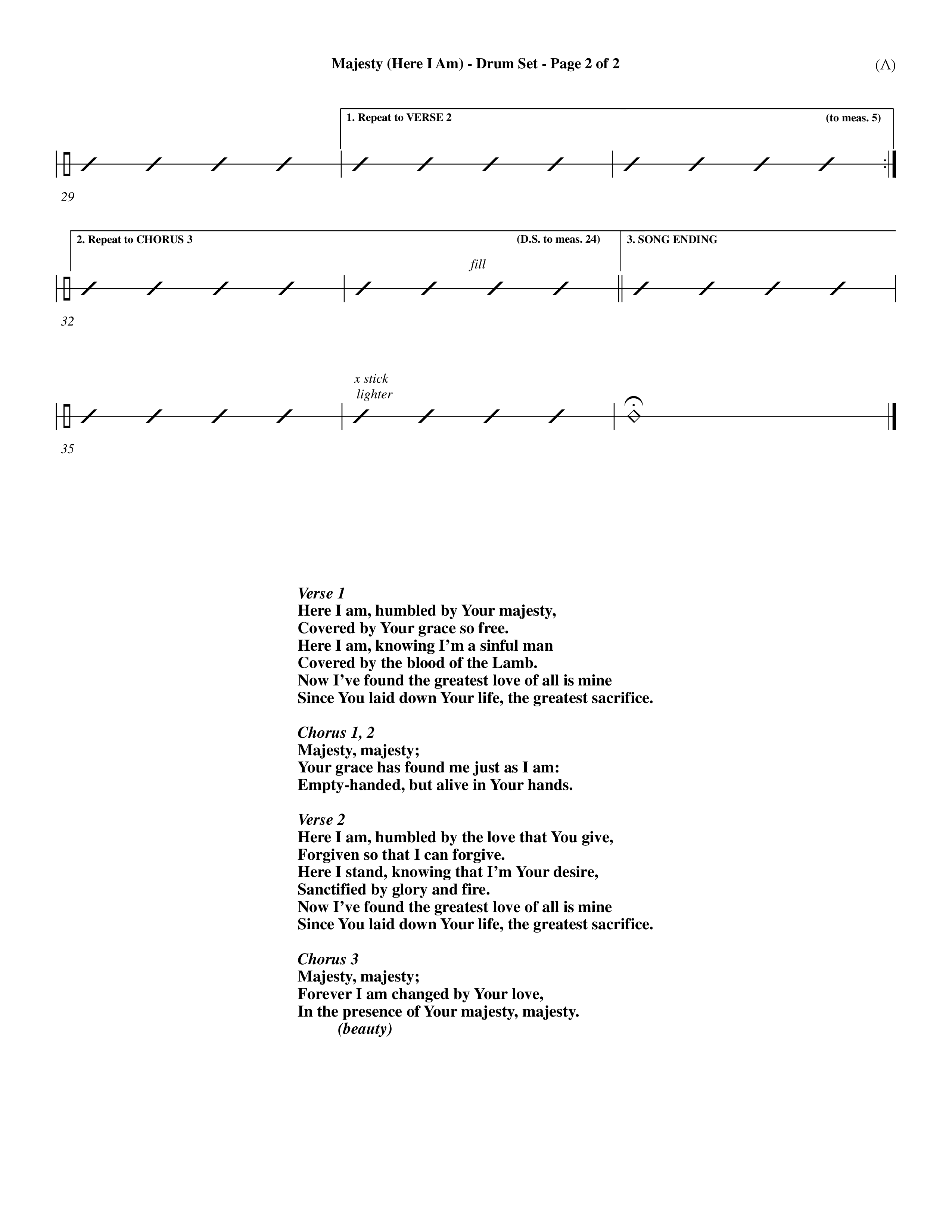 Majesty (Choral Anthem SATB) Drum Set (Word Music Choral / Orch. Dave Williamson)
