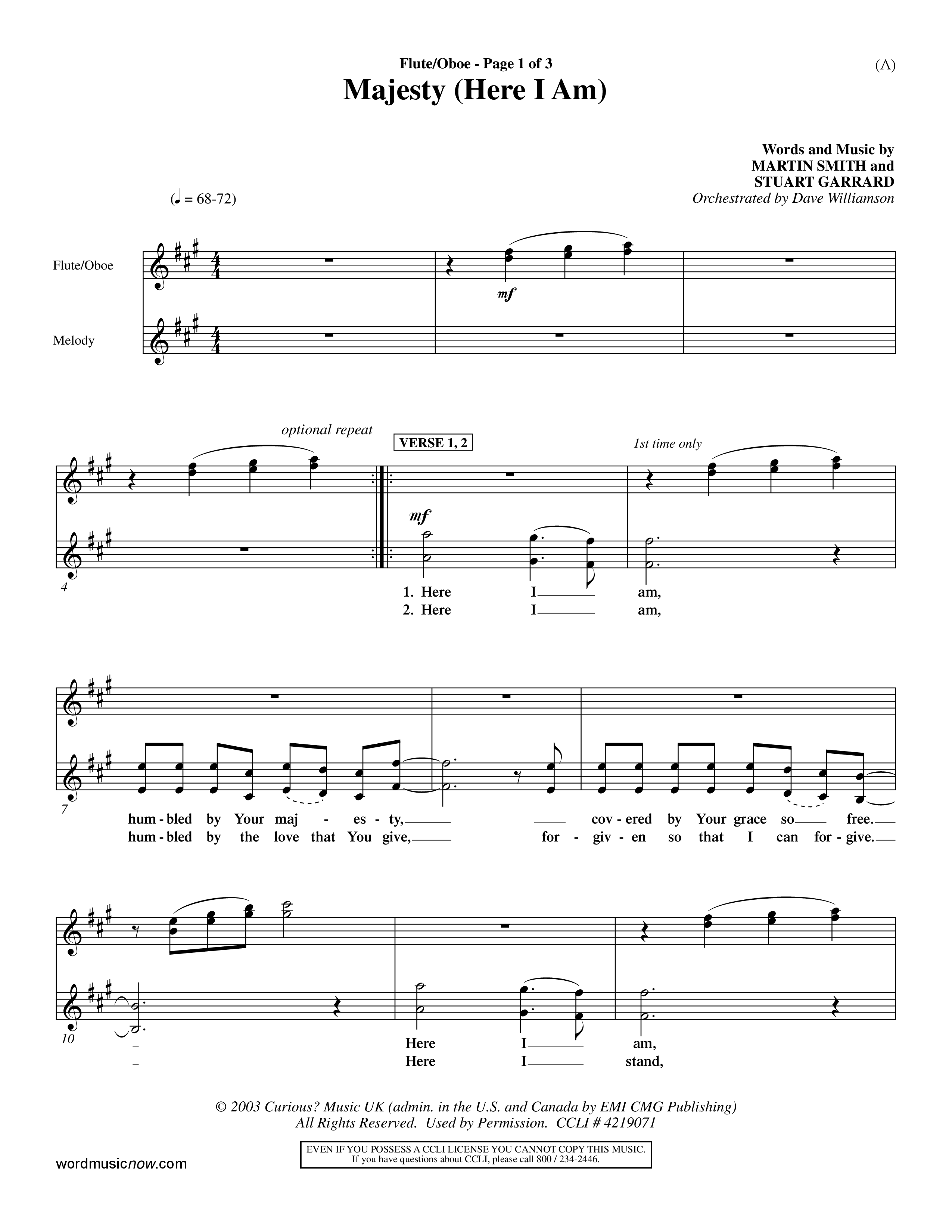 Majesty (Choral Anthem SATB) Flute/Oboe (Word Music Choral / Orch. Dave Williamson)