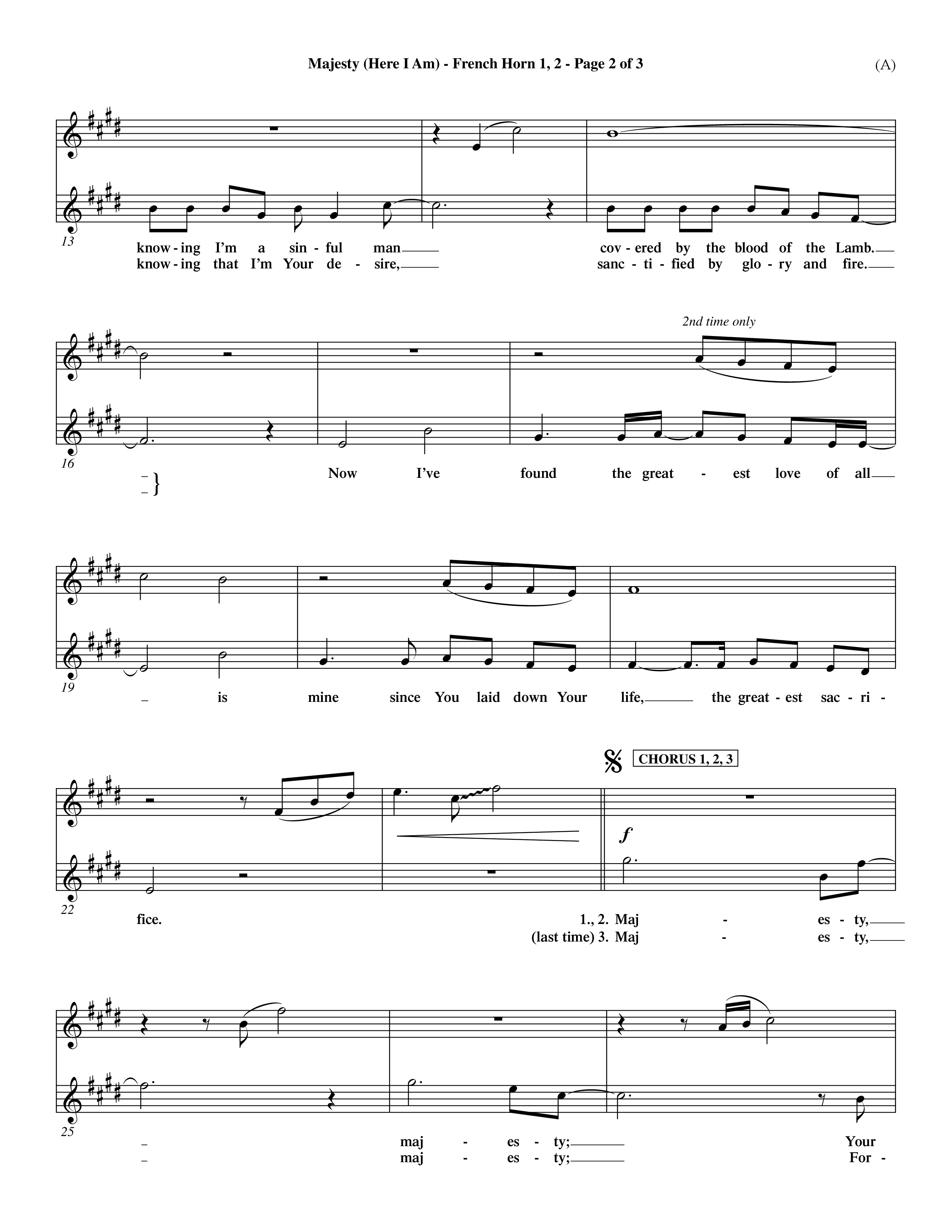 Majesty (Choral Anthem SATB) French Horn (Word Music Choral / Orch. Dave Williamson)