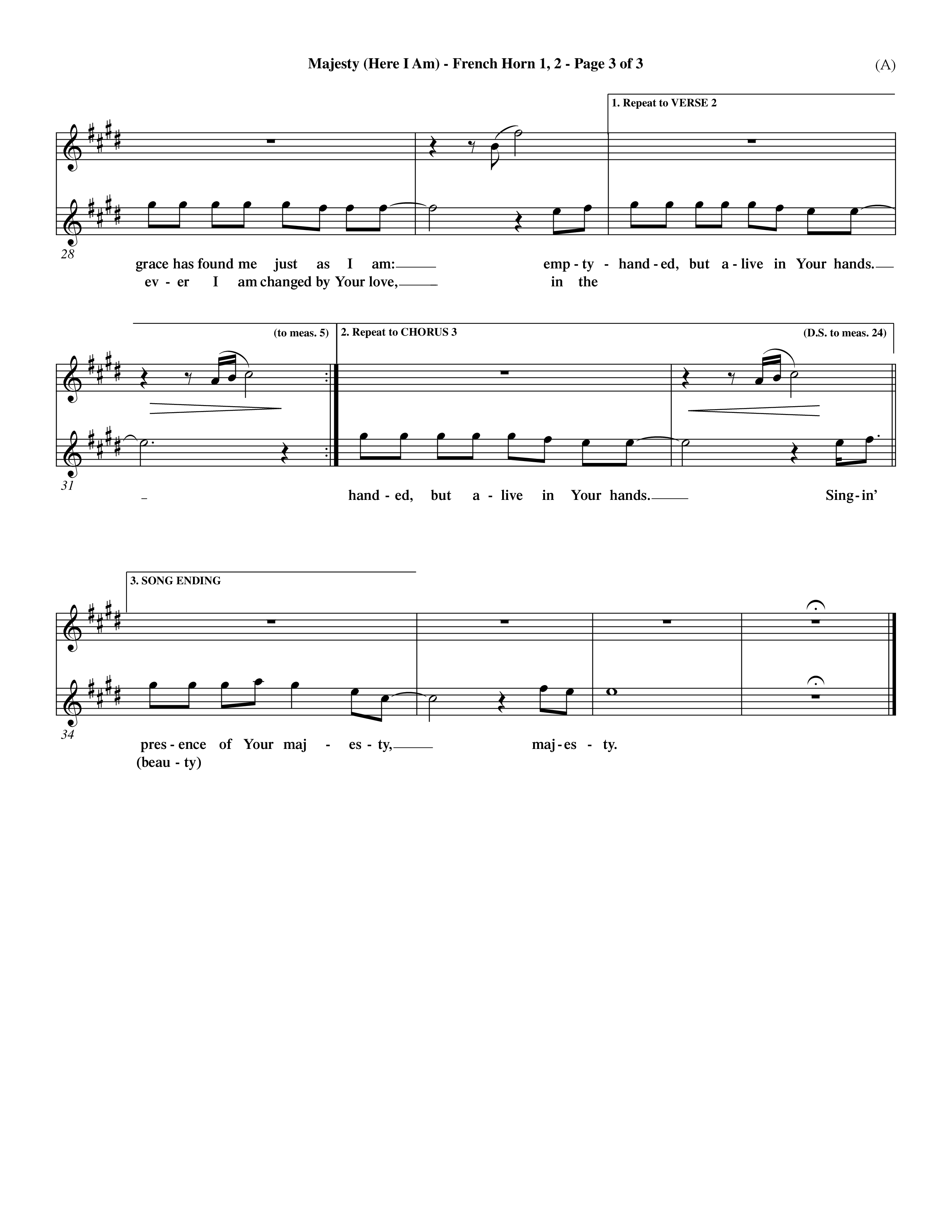 Majesty (Choral Anthem SATB) French Horn (Word Music Choral / Orch. Dave Williamson)