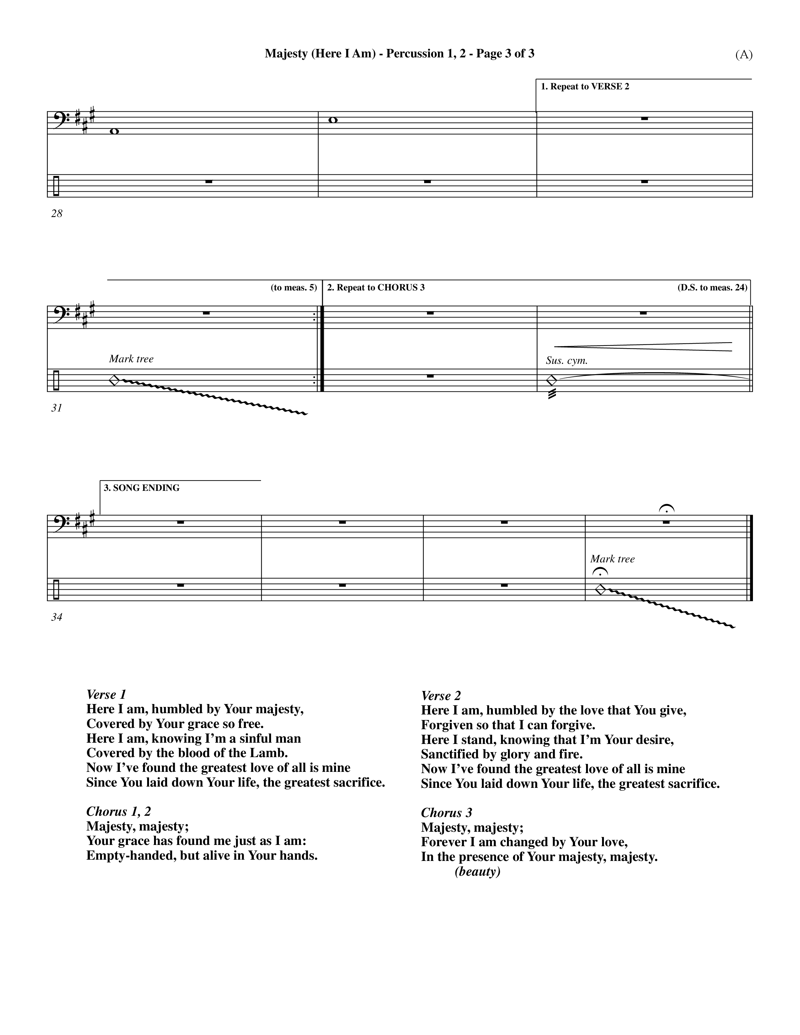 Majesty (Choral Anthem SATB) Percussion 1/2 (Word Music Choral / Orch. Dave Williamson)