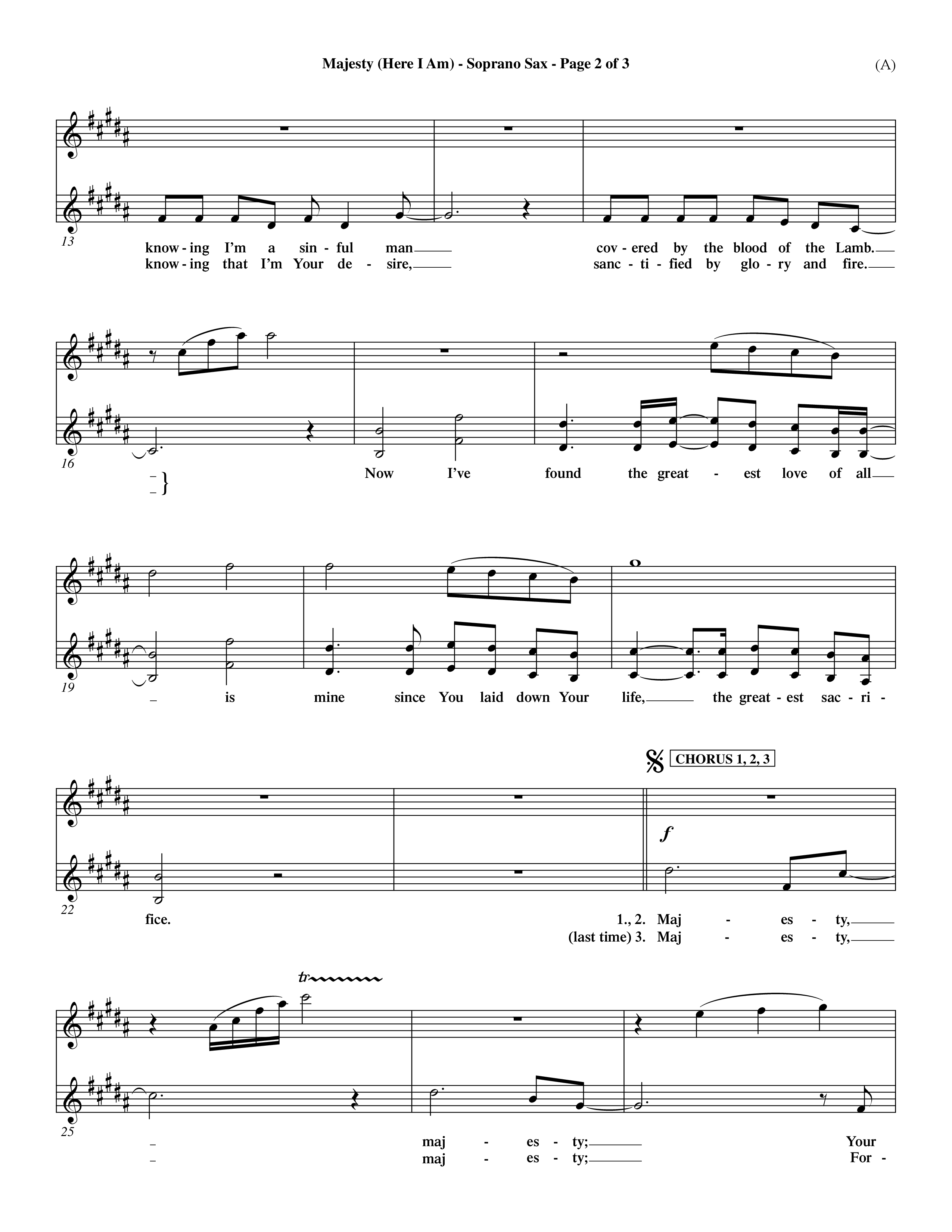 Majesty (Choral Anthem SATB) Saxophone (Word Music Choral / Orch. Dave Williamson)