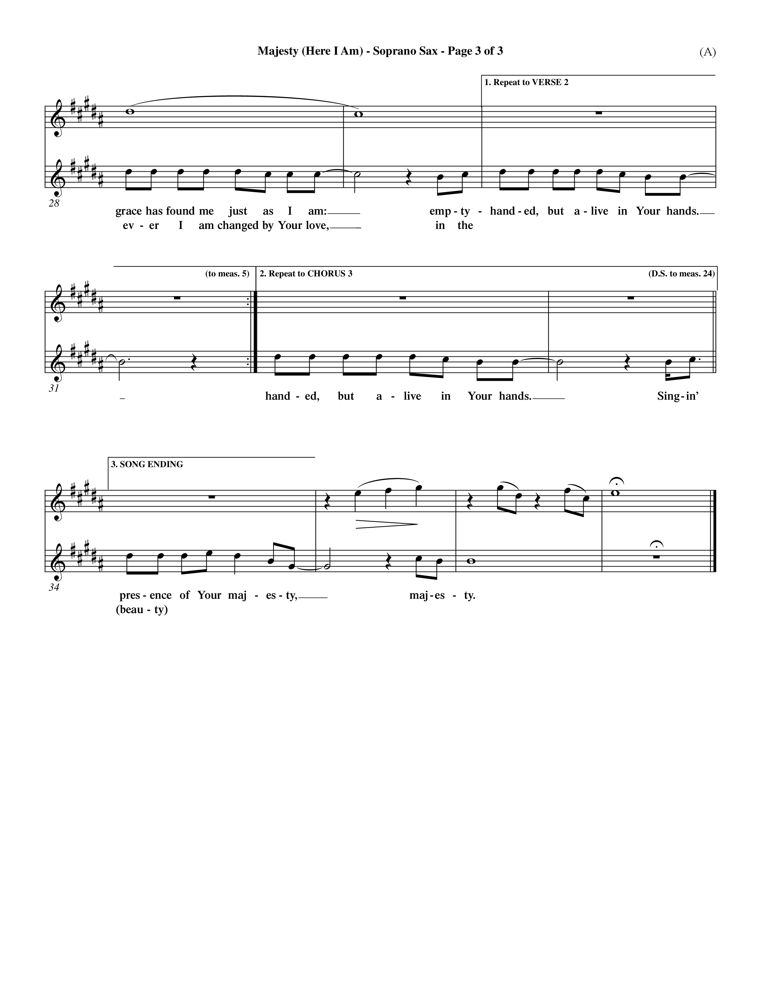 Majesty (Choral Anthem SATB) Saxophone (Word Music Choral / Orch. Dave Williamson)