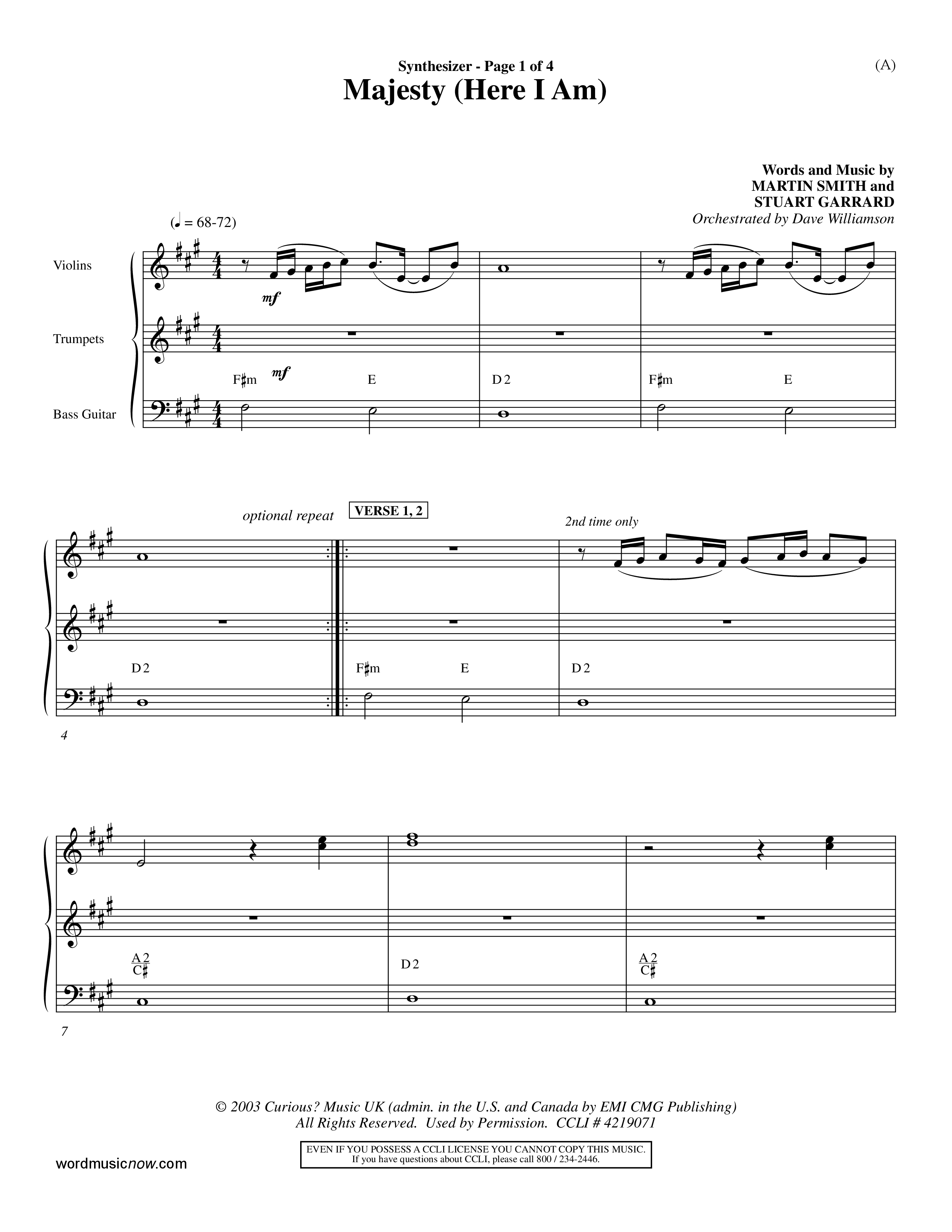 Majesty (Choral Anthem SATB) Synth (Word Music Choral / Orch. Dave Williamson)
