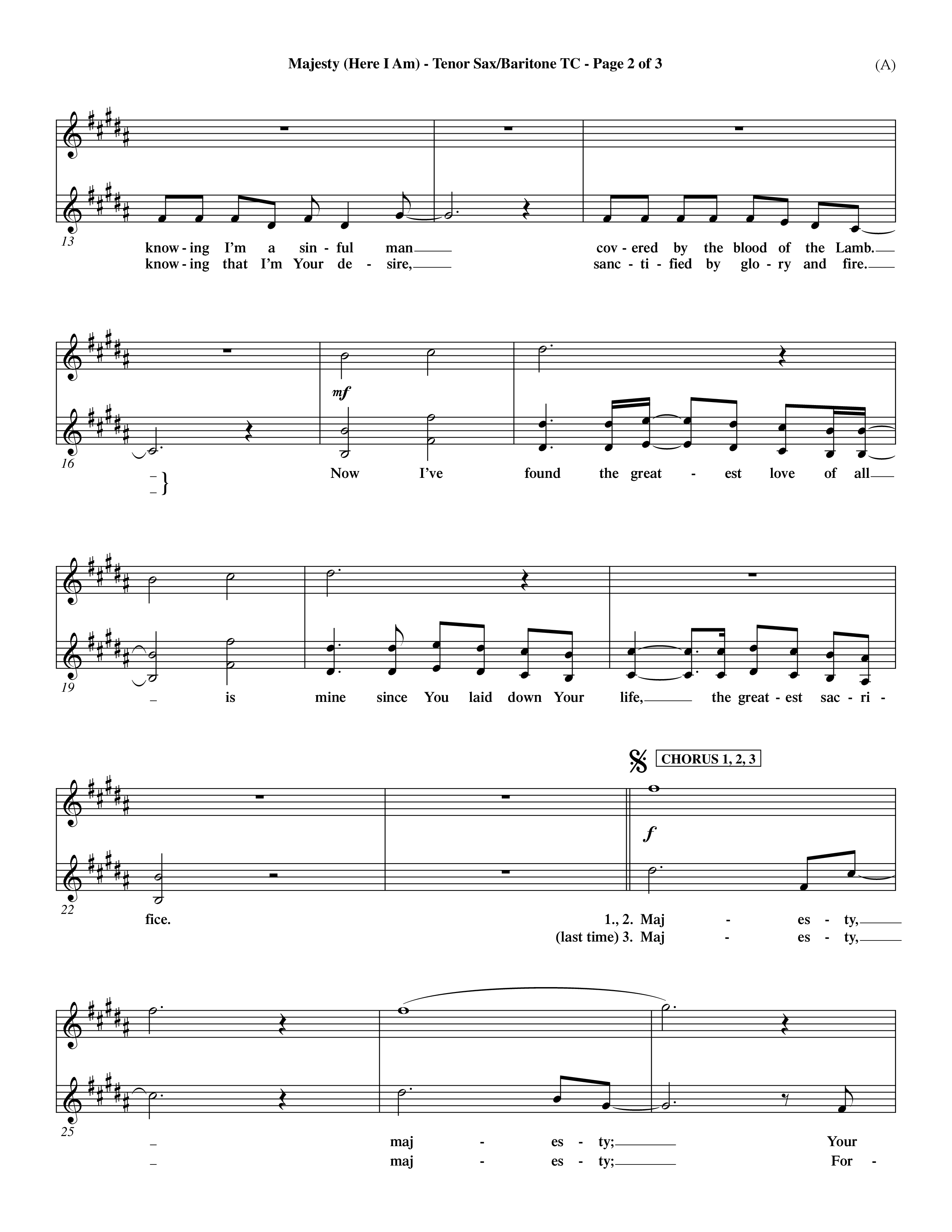 Majesty (Choral Anthem SATB) Tenor Sax/Baritone T.C. (Word Music Choral / Orch. Dave Williamson)