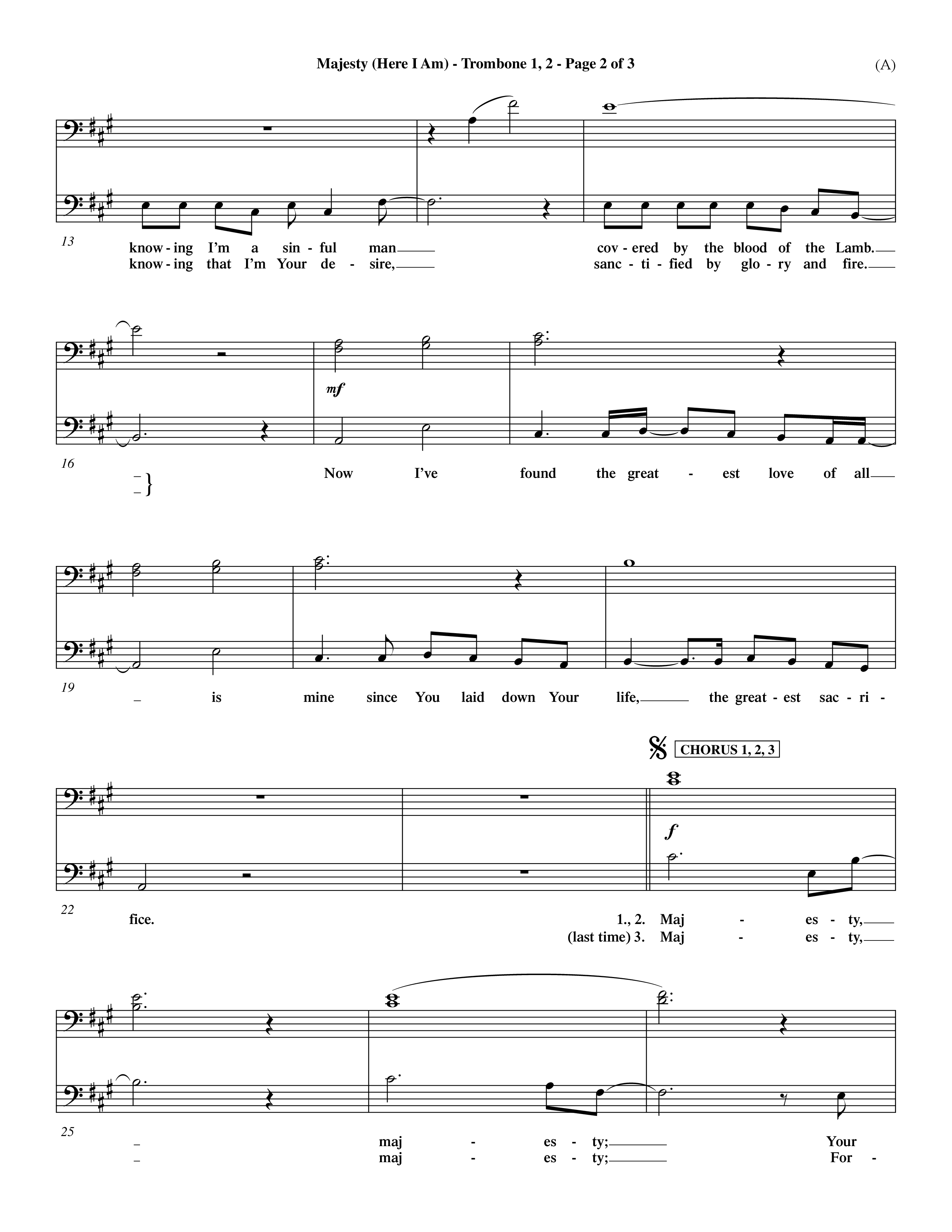 Majesty (Choral Anthem SATB) Trombone 1/2 (Word Music Choral / Orch. Dave Williamson)