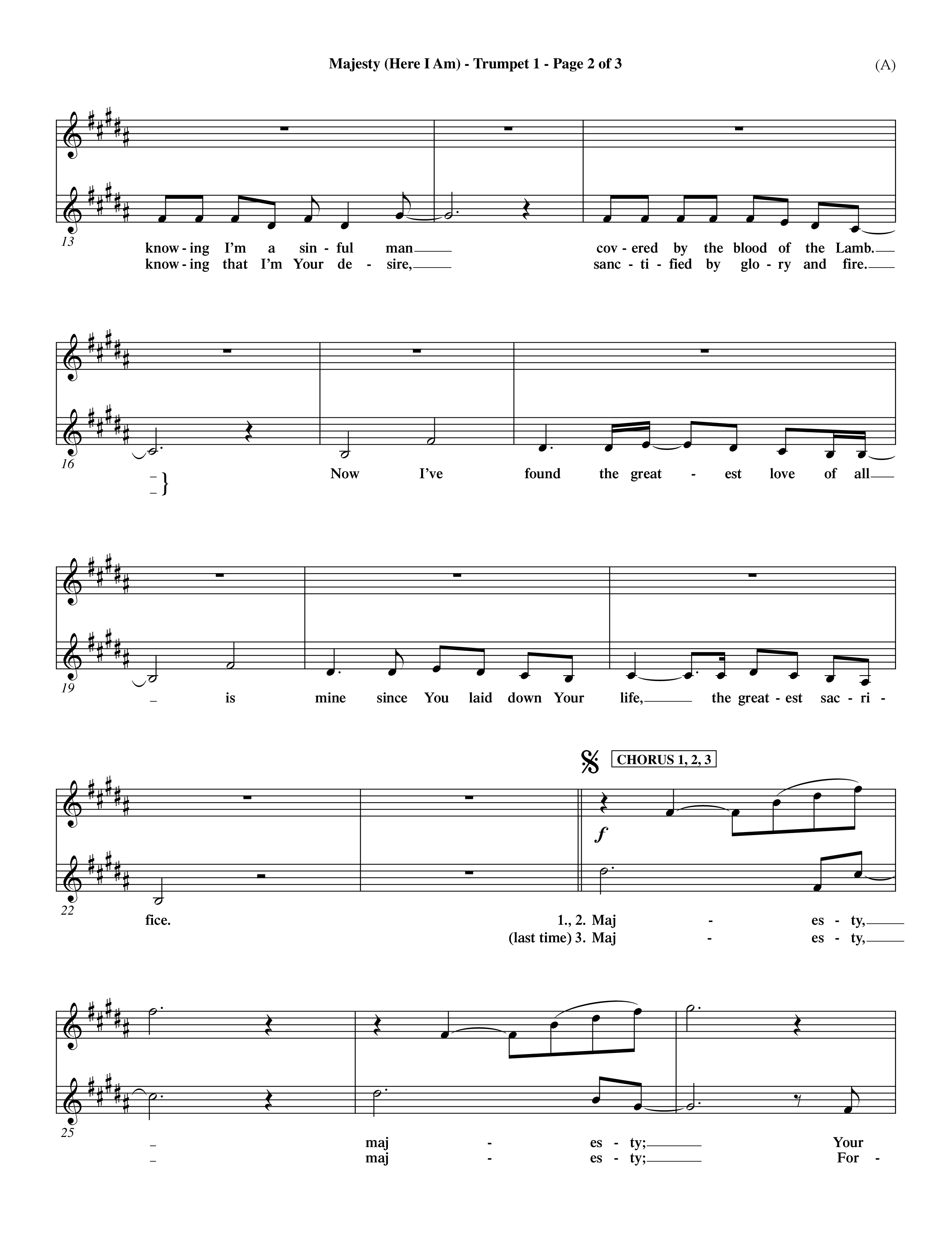 Majesty (Choral Anthem SATB) Trumpet 1 (Word Music Choral / Orch. Dave Williamson)