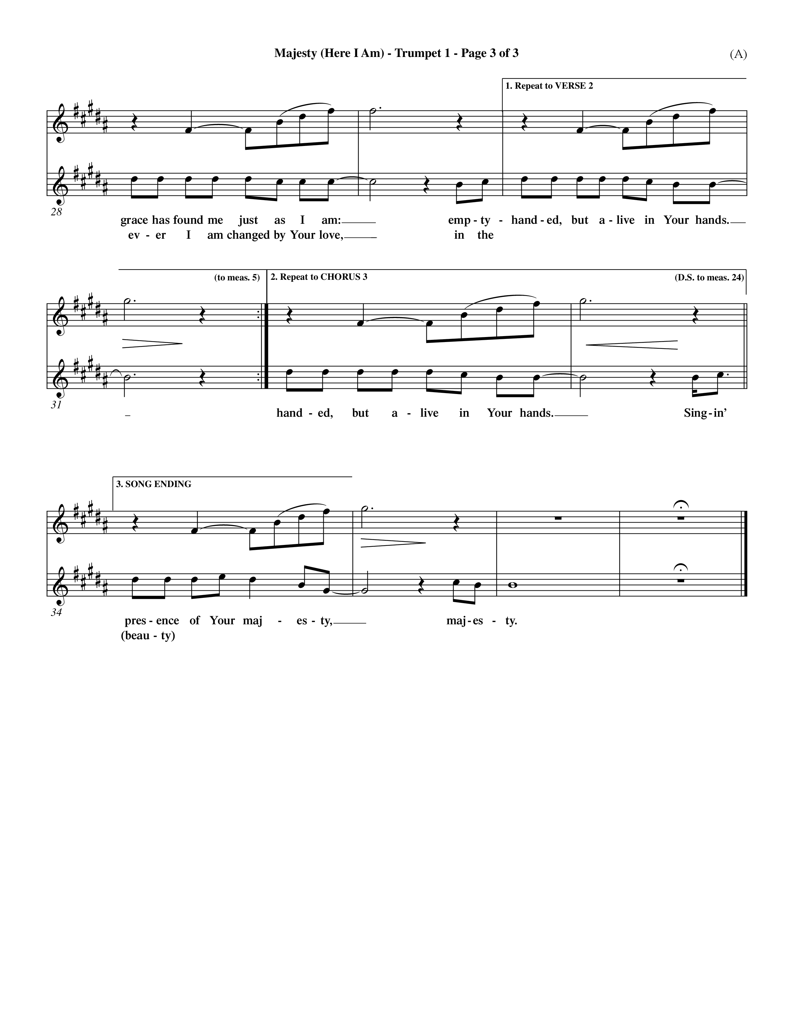 Majesty (Choral Anthem SATB) Trumpet 1 (Word Music Choral / Orch. Dave Williamson)