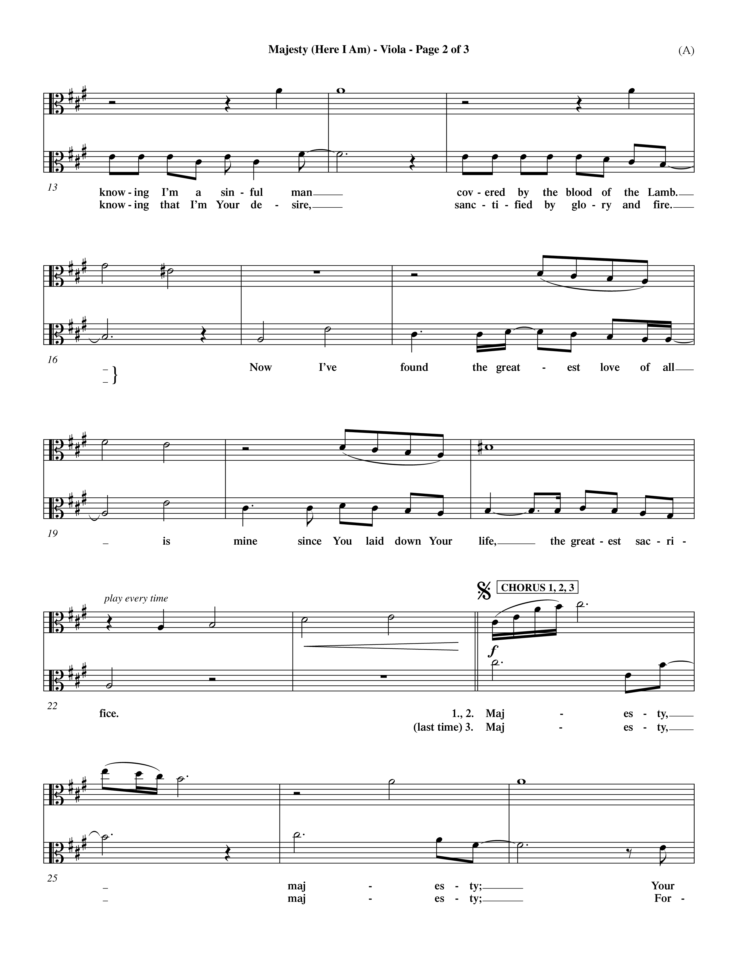 Majesty (Choral Anthem SATB) Viola (Word Music Choral / Orch. Dave Williamson)