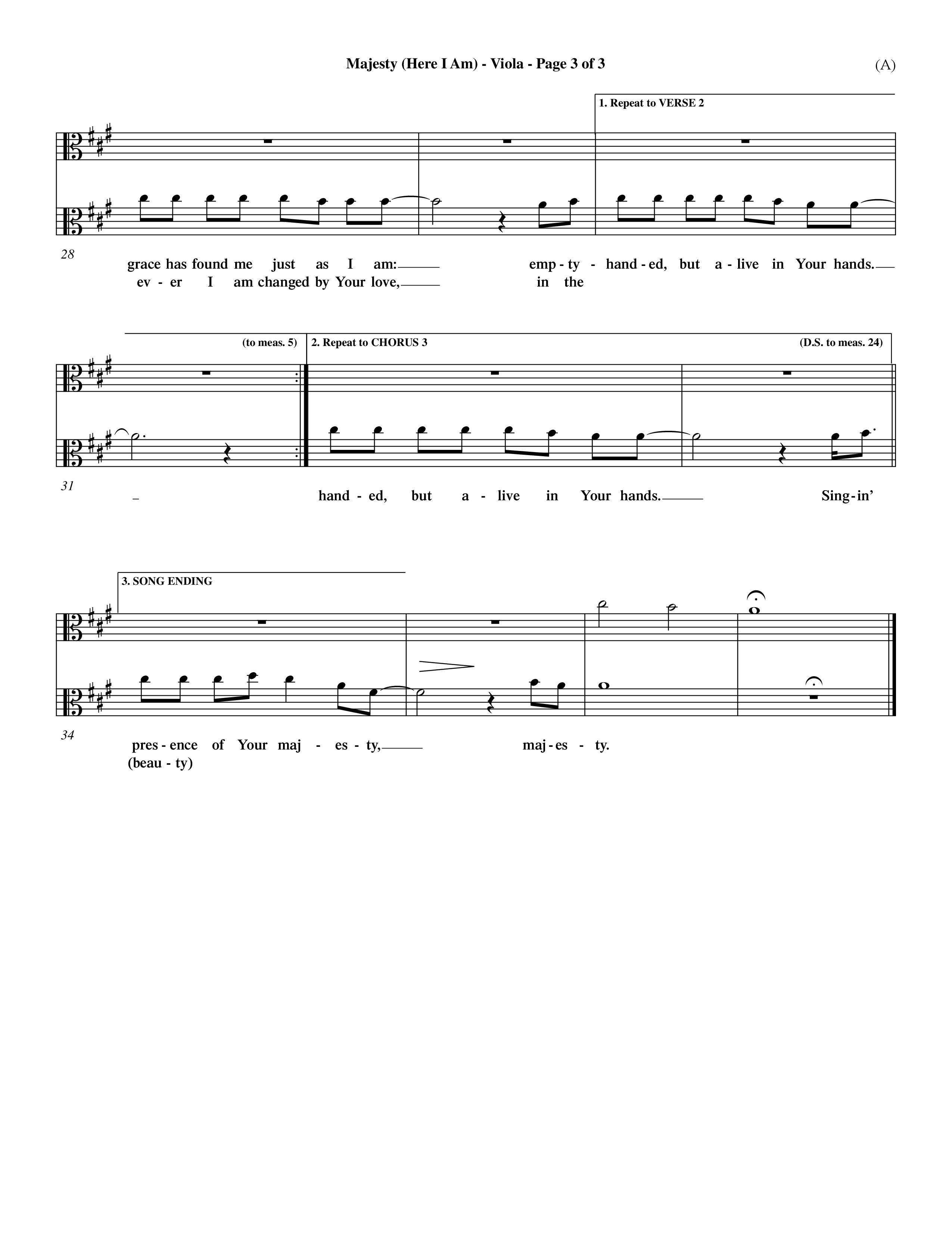 Majesty (Choral Anthem SATB) Viola (Word Music Choral / Orch. Dave Williamson)