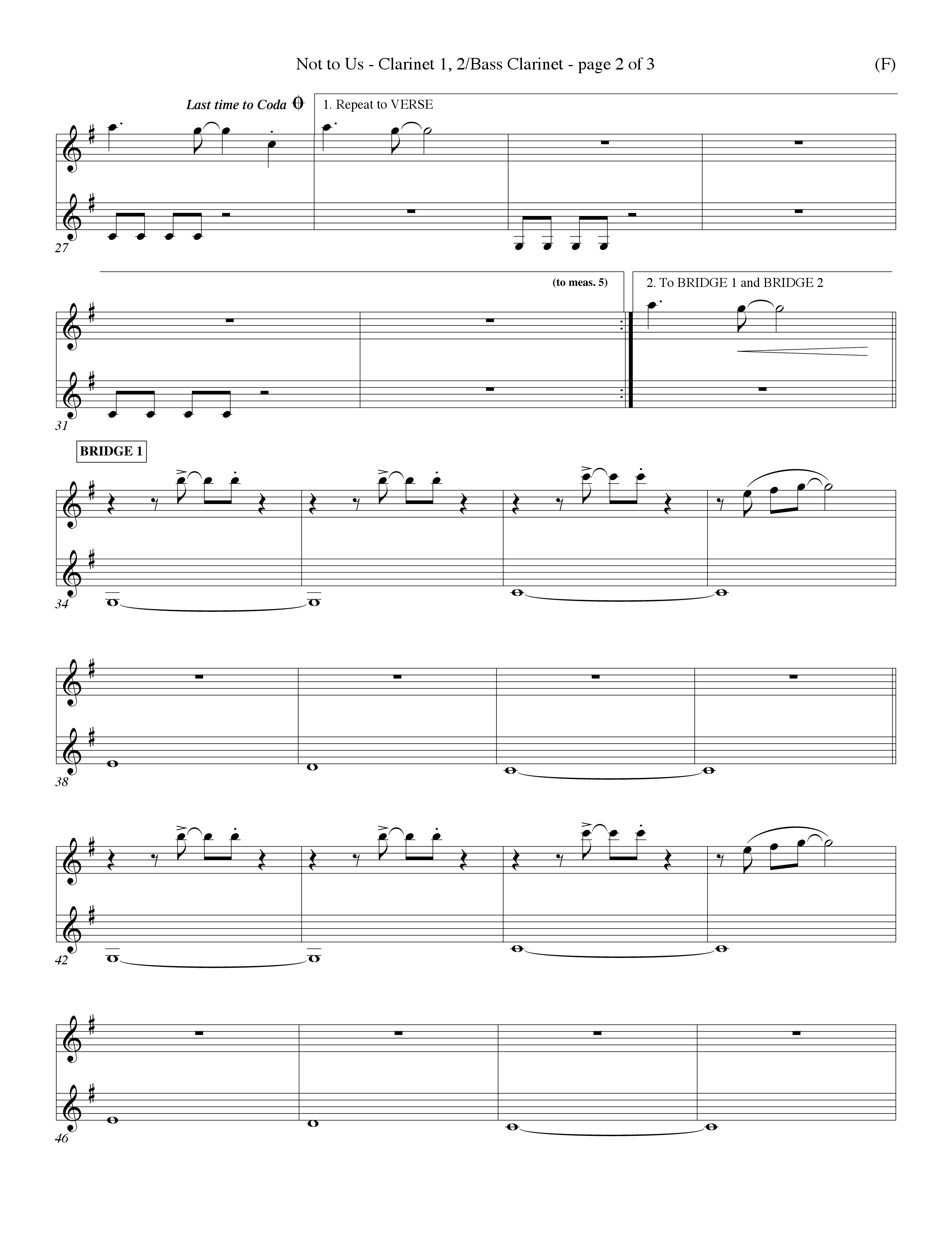Not To Us (Choral Anthem SATB) Clarinet 1/2, Bass Clarinet (Word Music Choral / Orch. Dave Williamson)