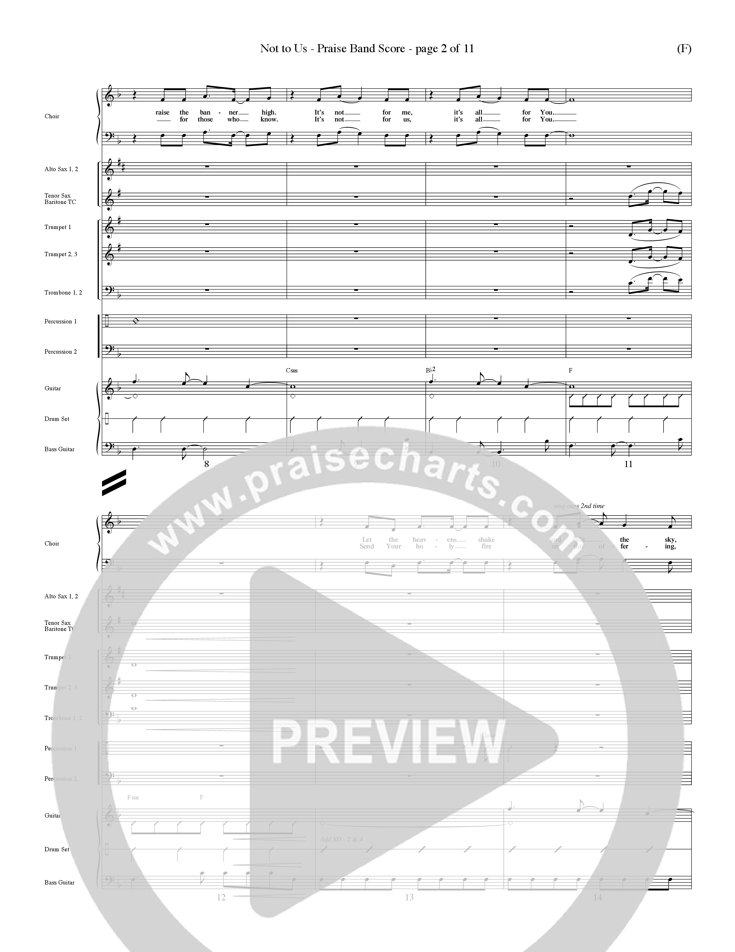 Not To Us (Choral Anthem SATB) PraiseBand (incl. Brass) (Word Music Choral / Orch. Dave Williamson)