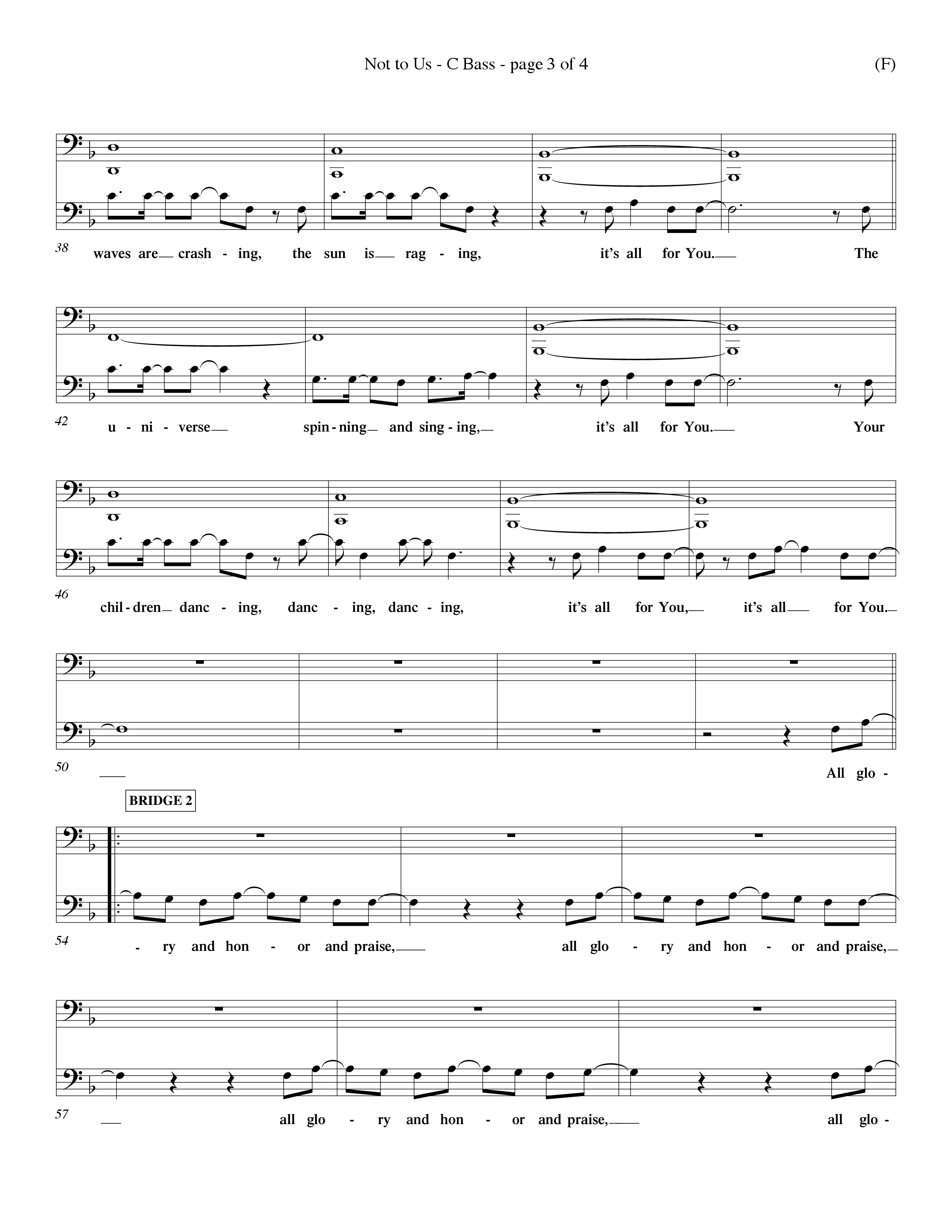 Not To Us (Choral Anthem SATB) Contrabass (Word Music Choral / Orch. Dave Williamson)