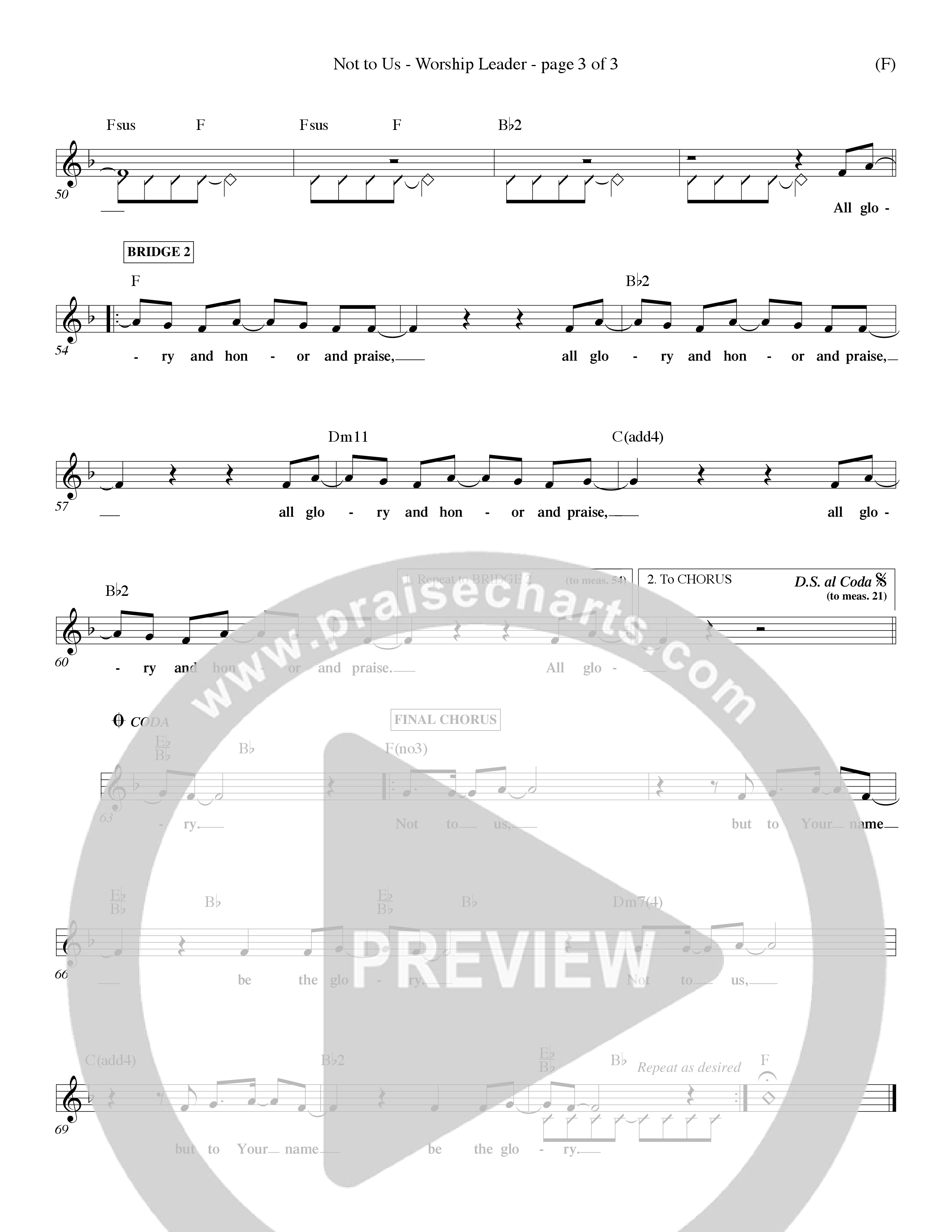 Not To Us (Choral Anthem SATB) Rhythm Pack (Word Music Choral / Orch. Dave Williamson)