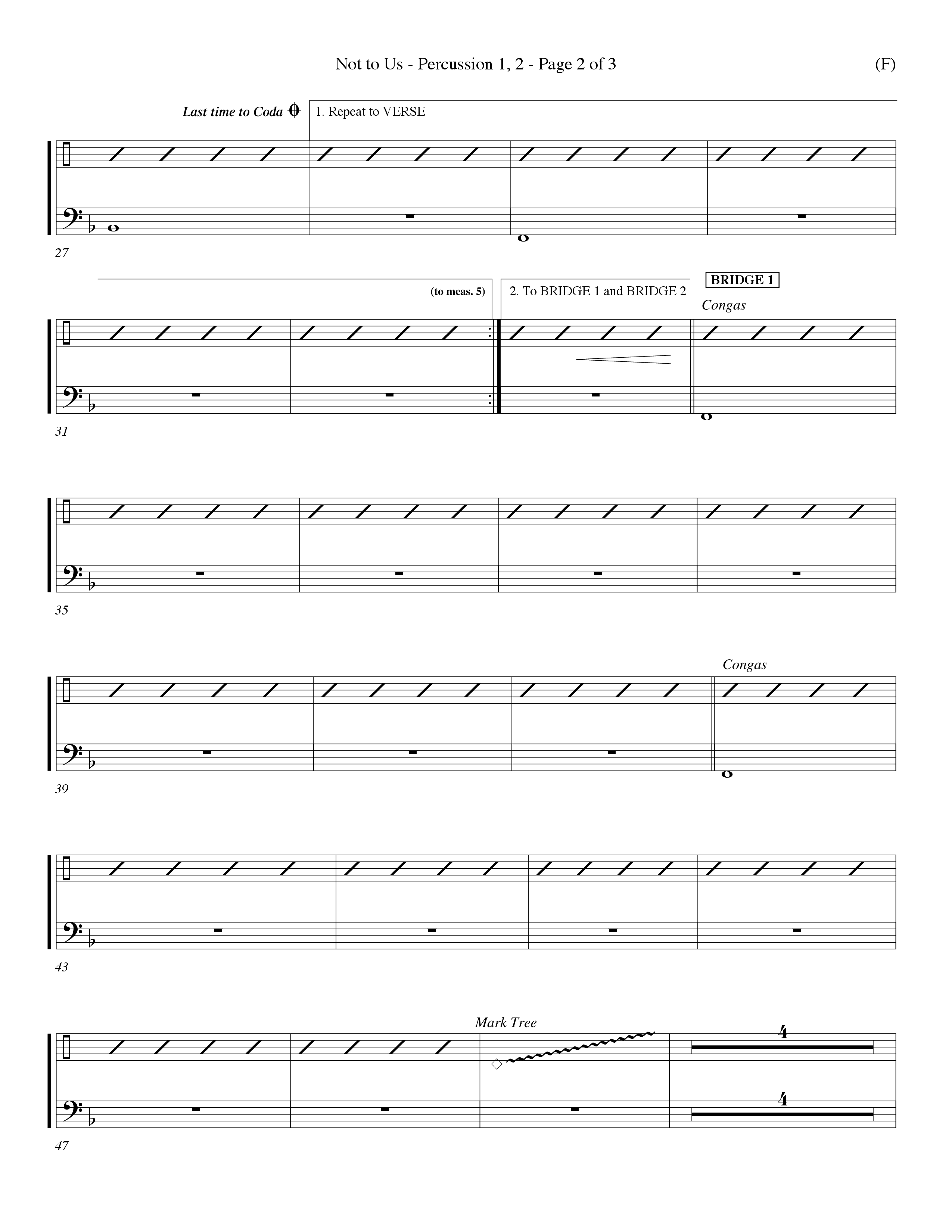 Not To Us (Choral Anthem SATB) Percussion 1/2 (Word Music Choral / Orch. Dave Williamson)