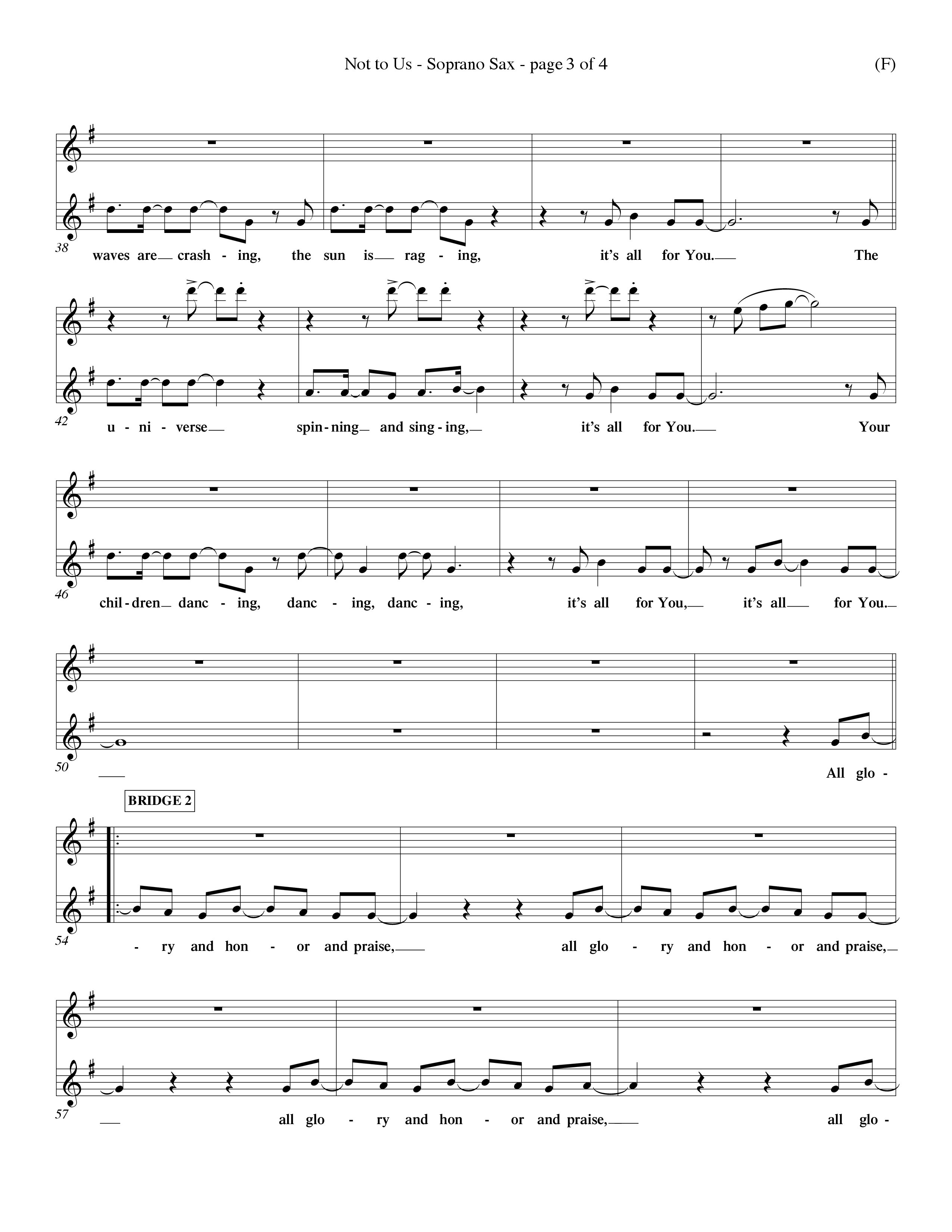 Not To Us (Choral Anthem SATB) Saxophone (Word Music Choral / Orch. Dave Williamson)