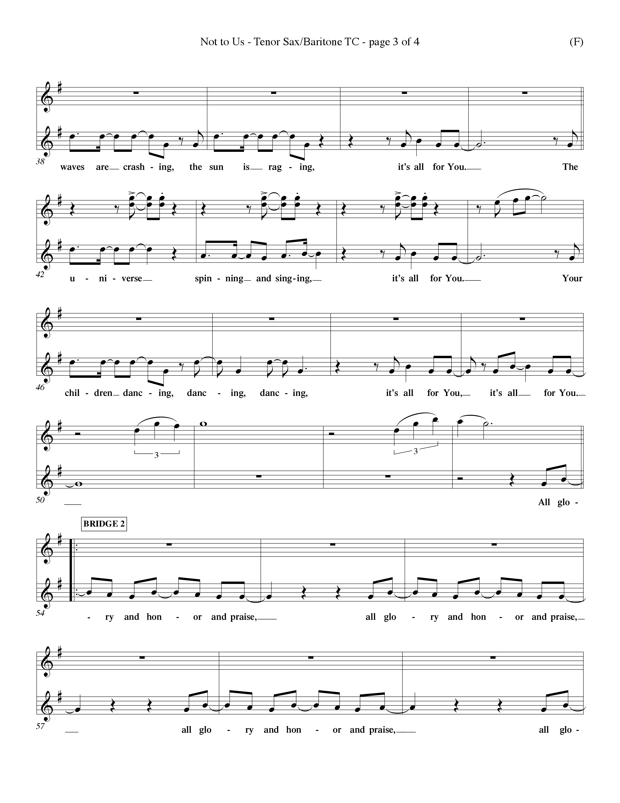 Not To Us (Choral Anthem SATB) Tenor Sax/Baritone T.C. (Word Music Choral / Orch. Dave Williamson)