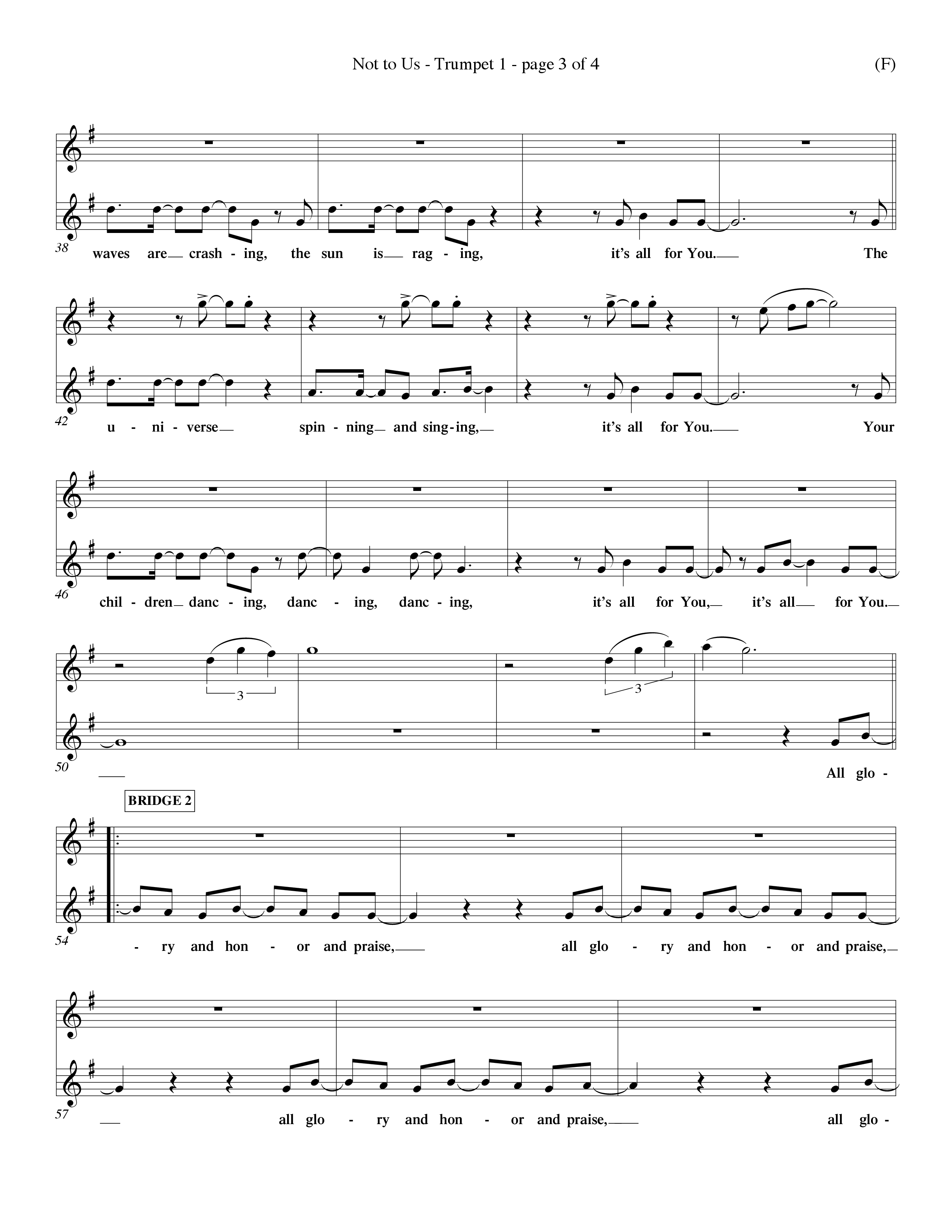 Not To Us (Choral Anthem SATB) Trumpet 1 (Word Music Choral / Orch. Dave Williamson)