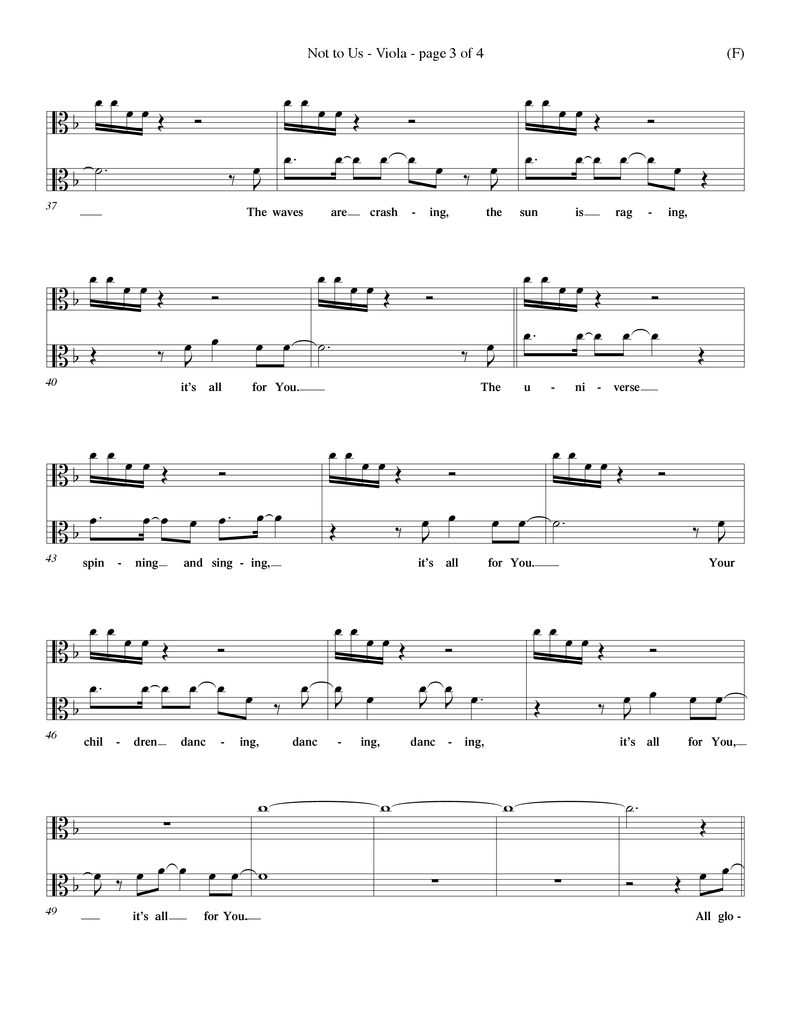 Not To Us (Choral Anthem SATB) Viola (Word Music Choral / Orch. Dave Williamson)