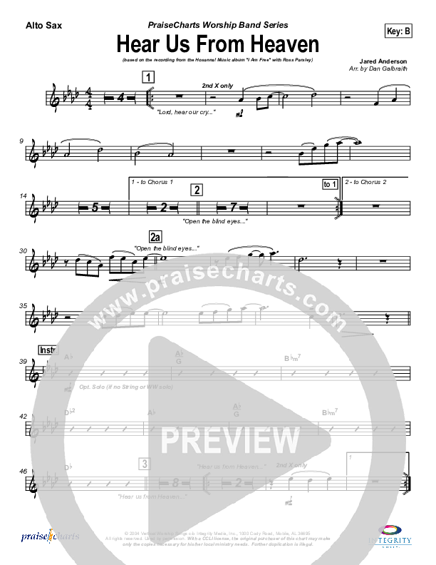 Hear Us From Heaven Alto Sax (New Life Worship)