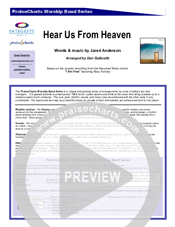 Hear Us From Heaven Cover Sheet (New Life Worship)