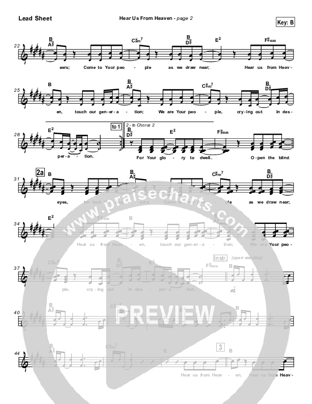 Hear Us From Heaven Lead Sheet (SAT) (New Life Worship)