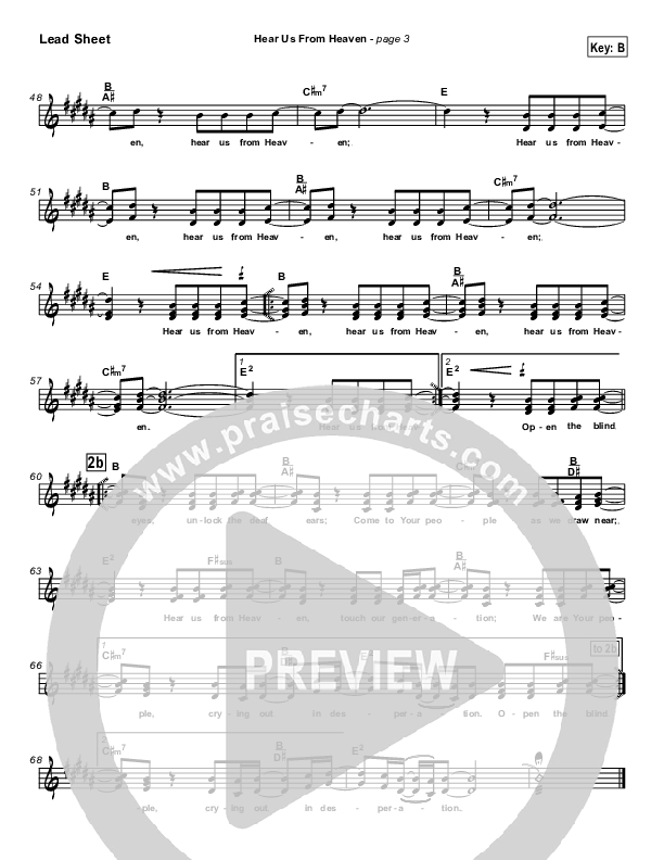 Hear Us From Heaven Lead Sheet (SAT) (New Life Worship)