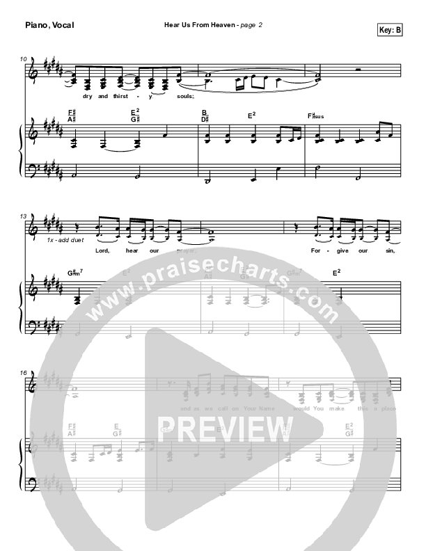 Hear Us From Heaven Piano/Vocal (New Life Worship)
