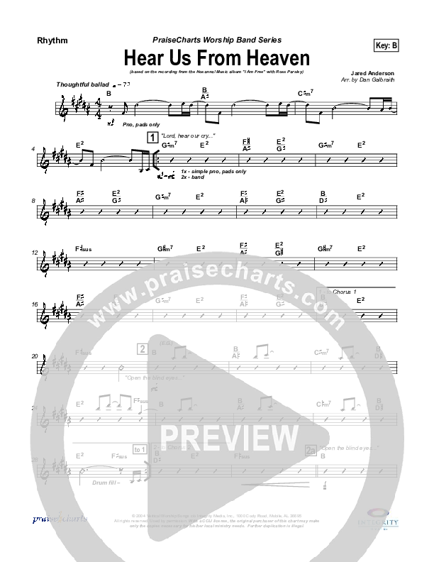 Hear Us From Heaven Rhythm Chart (New Life Worship)