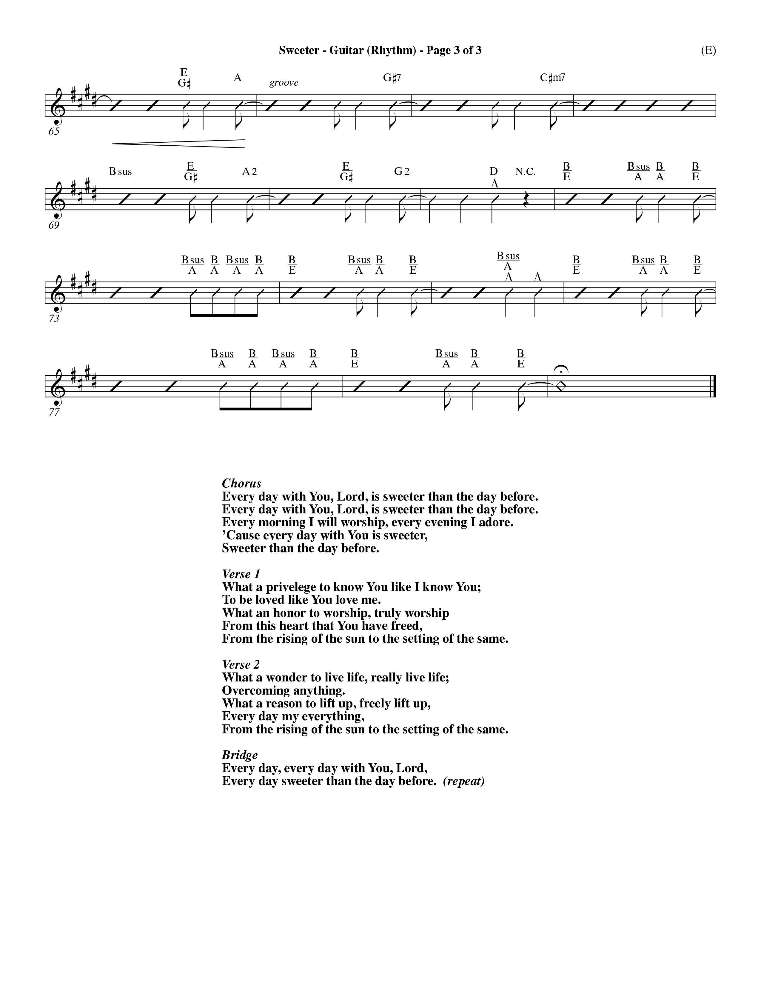 Sweeter (Choral Anthem SATB) Acoustic Guitar (Word Music Choral / Orch. Dave Williamson)