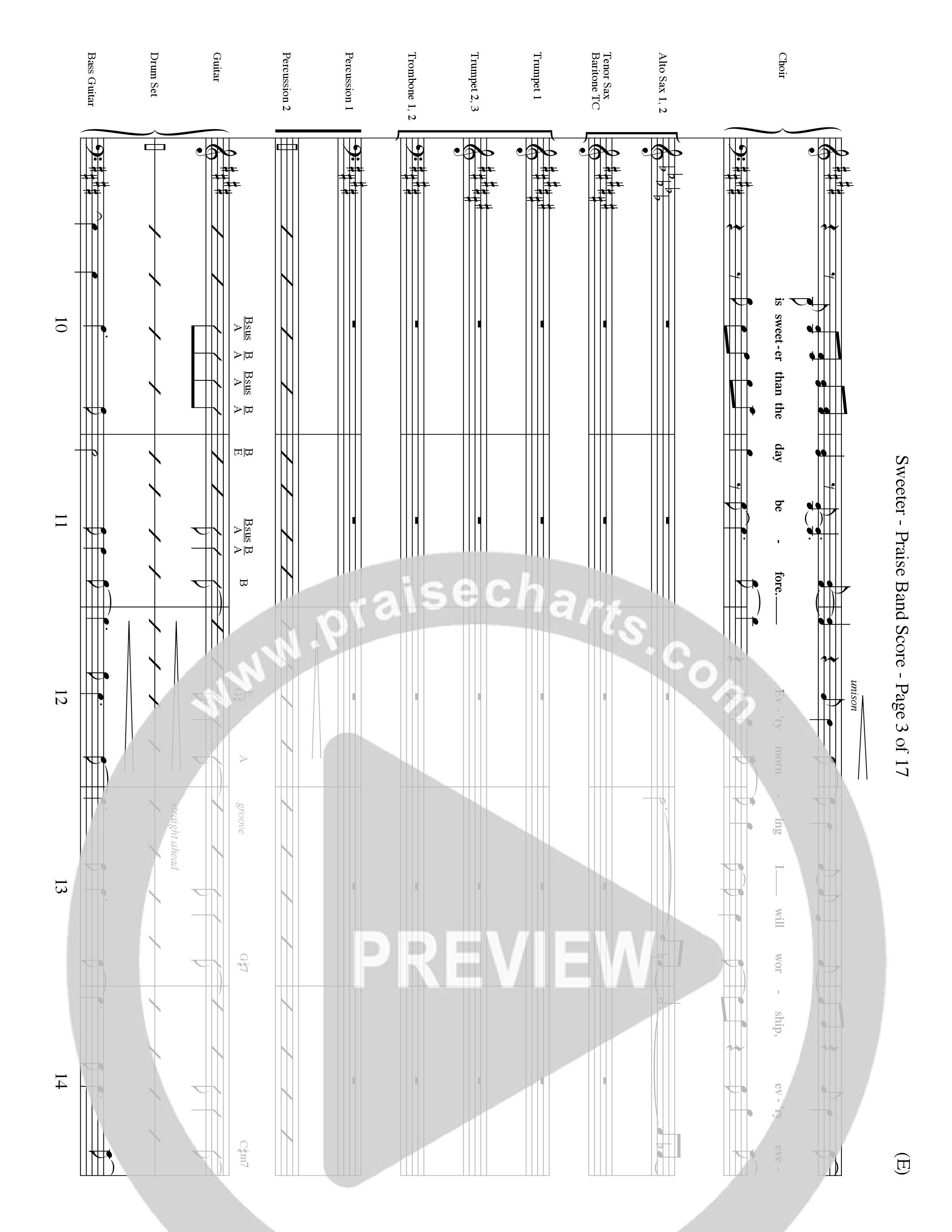 Sweeter (Choral Anthem SATB) PraiseBand (incl. Brass) (Word Music Choral / Orch. Dave Williamson)