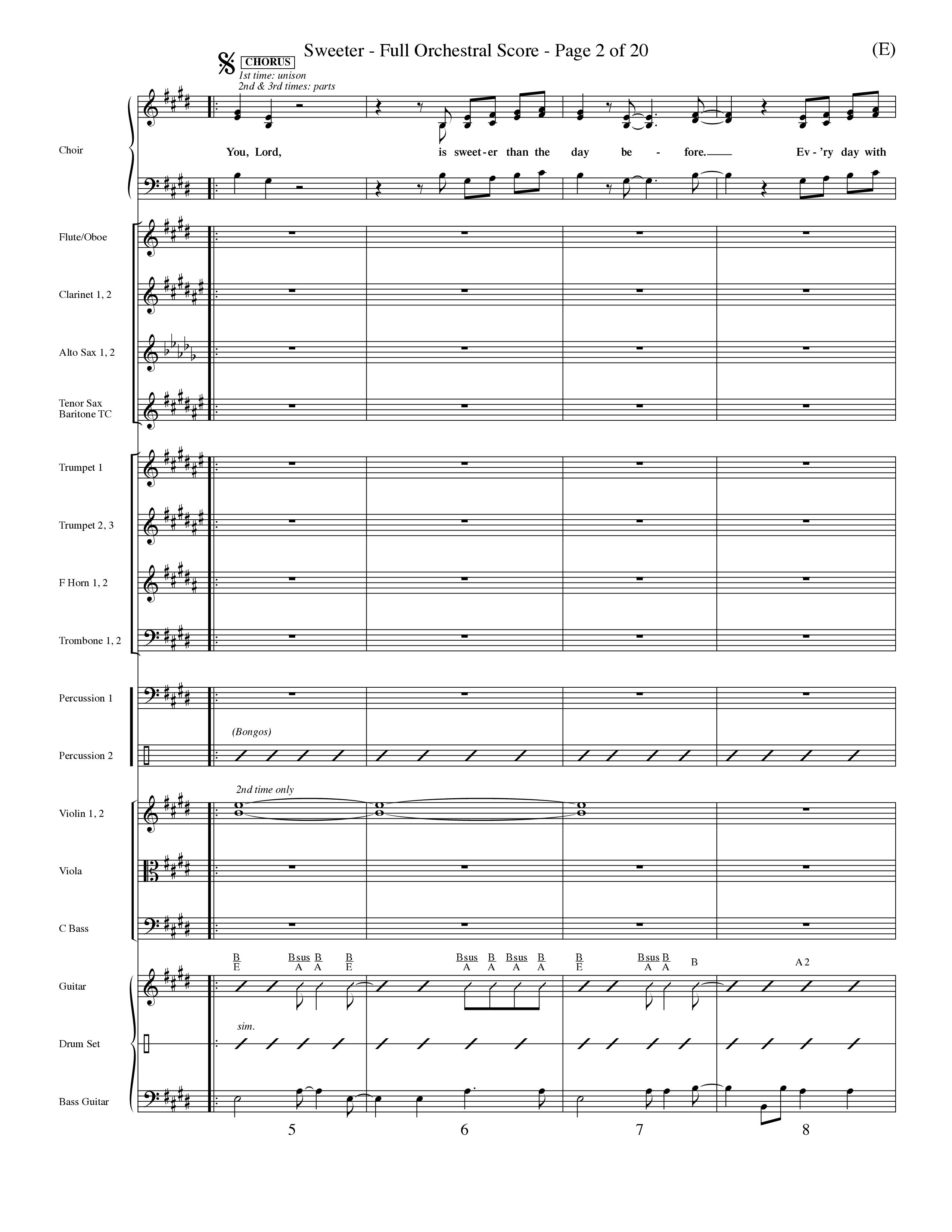 Sweeter (Choral Anthem SATB) Orchestration (Word Music Choral / Orch. Dave Williamson)