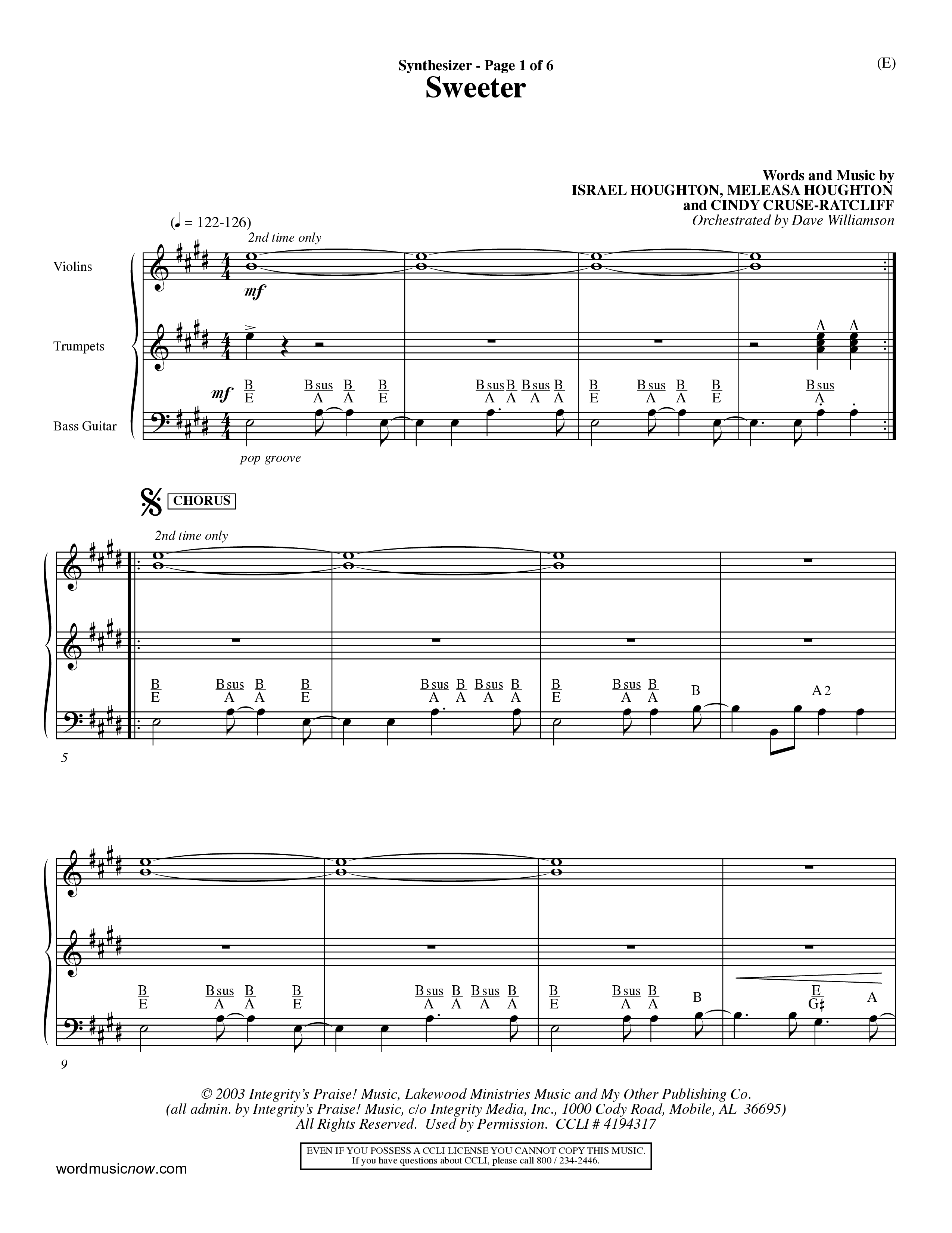 Sweeter (Choral Anthem SATB) Synth (Word Music Choral / Orch. Dave Williamson)